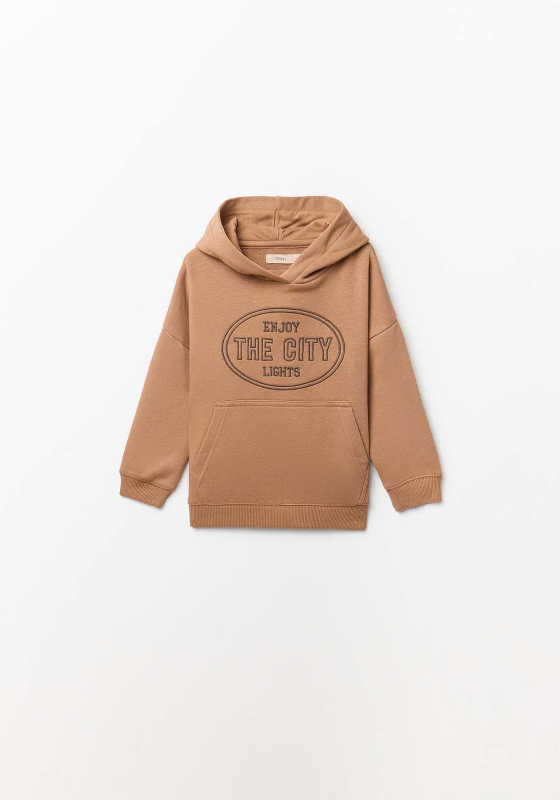 Embroidered Hoodie - Medium Brown