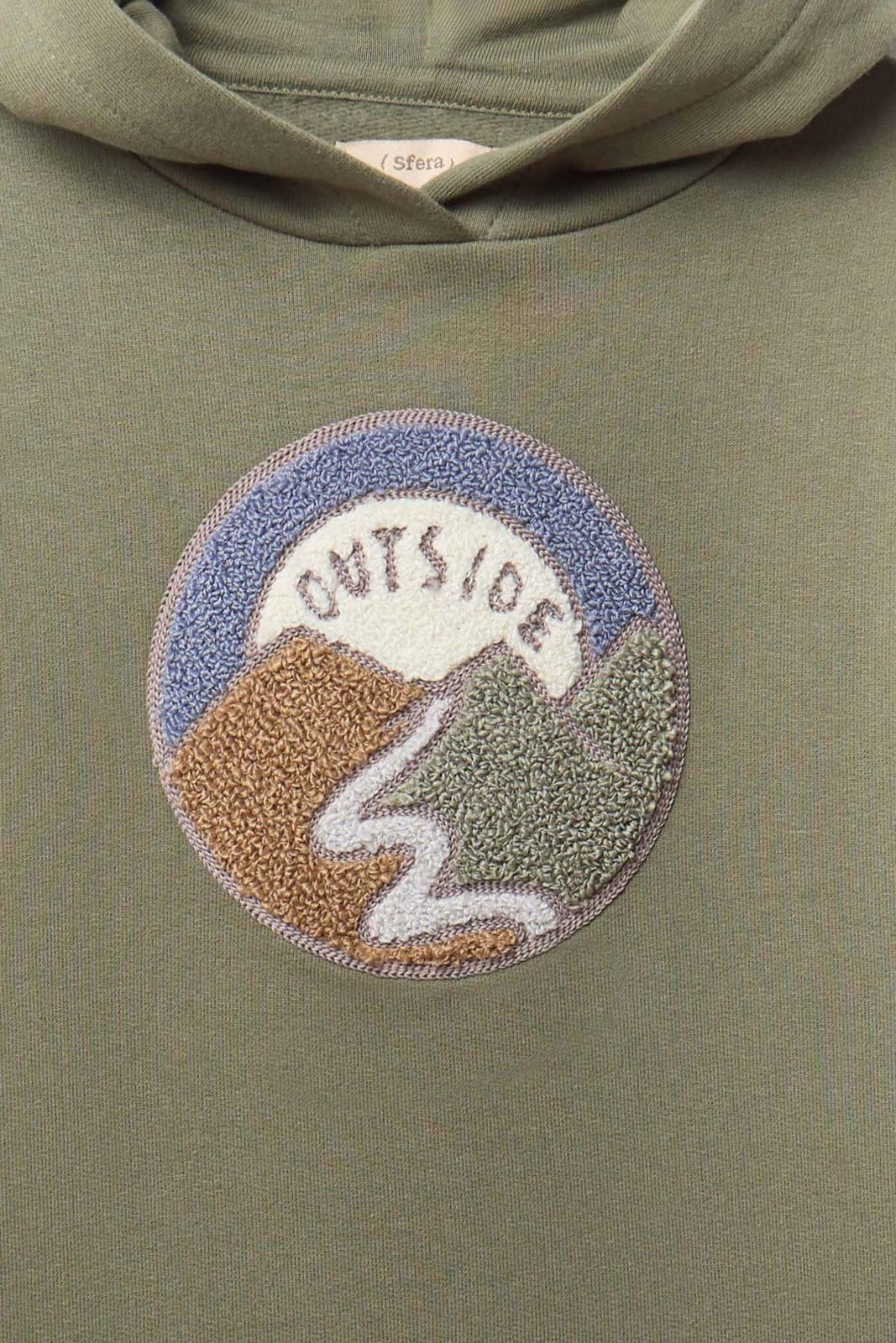 Embroidered Design Hoodie - Green