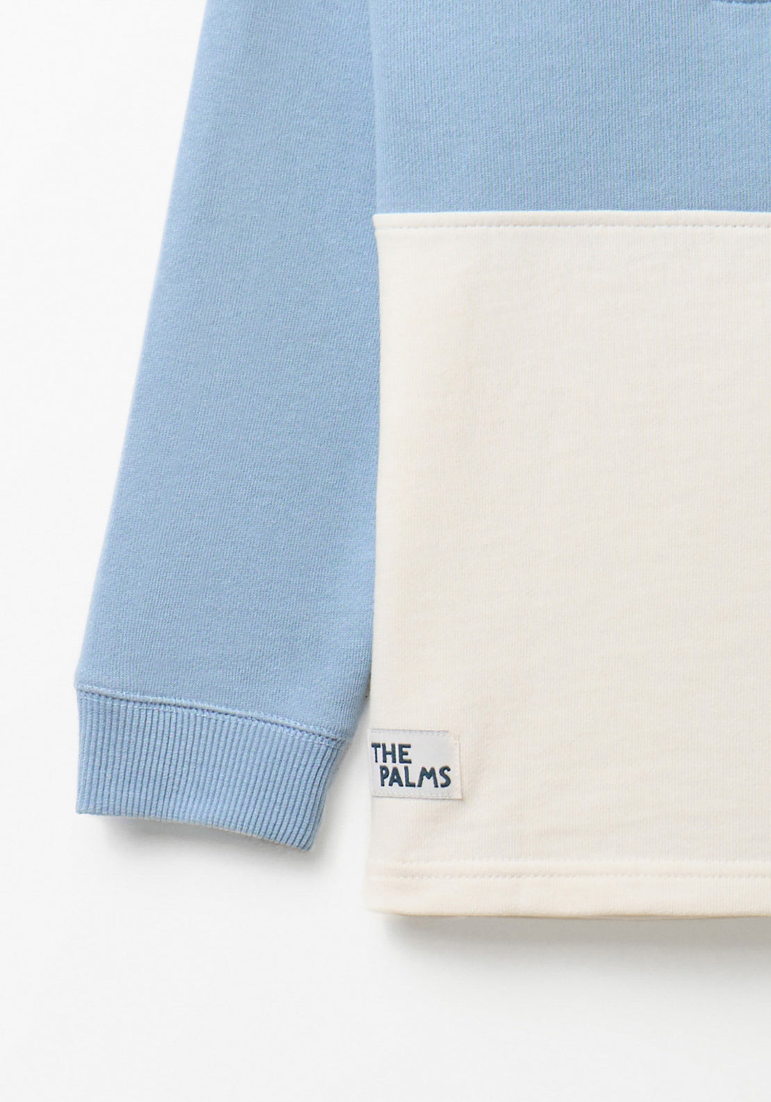 1/4 Zip Two Tone Sweatshirt - Blue