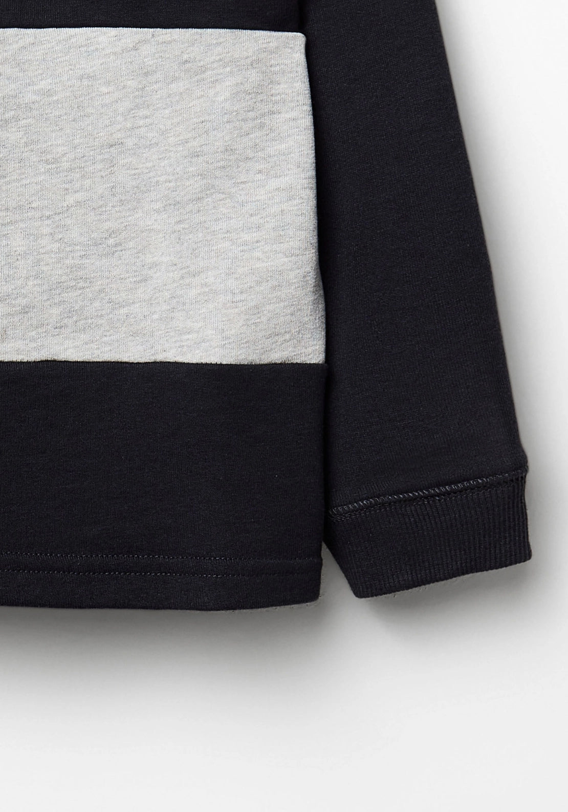 Zip Neck Contrast- Stripe Sweatshirt - Blue