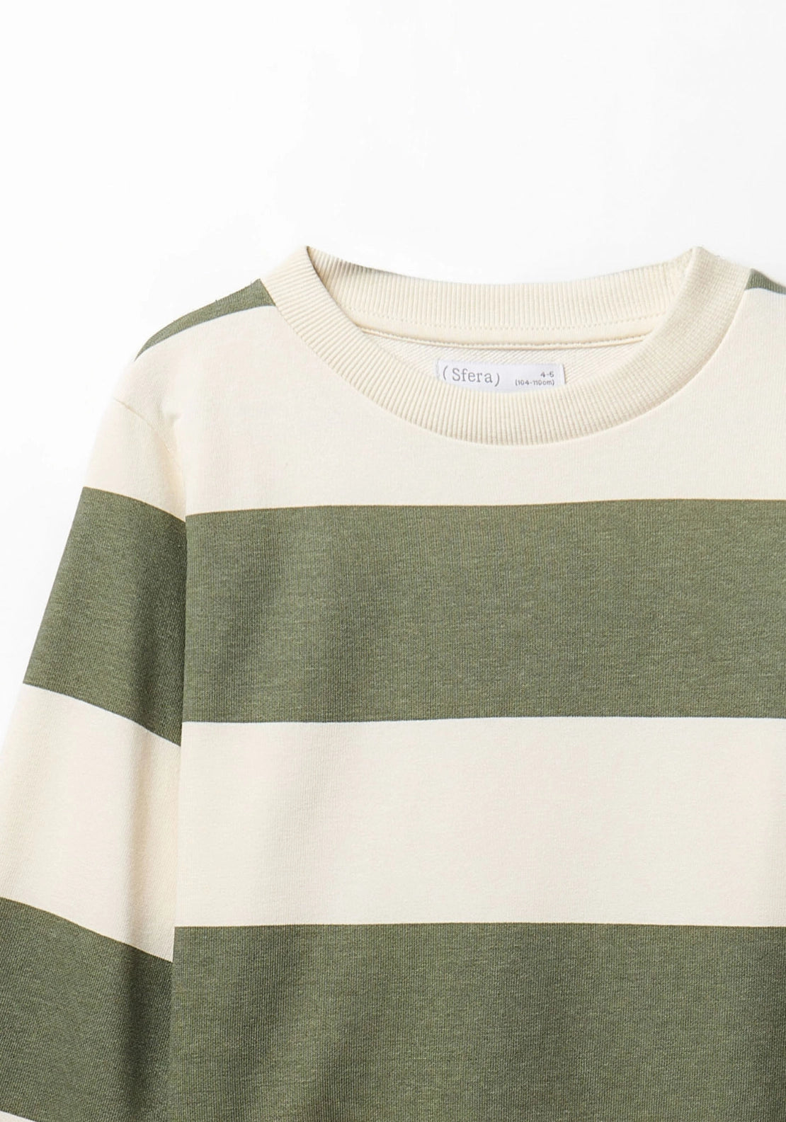 Striped Crew Neck Sweatshirt - Green