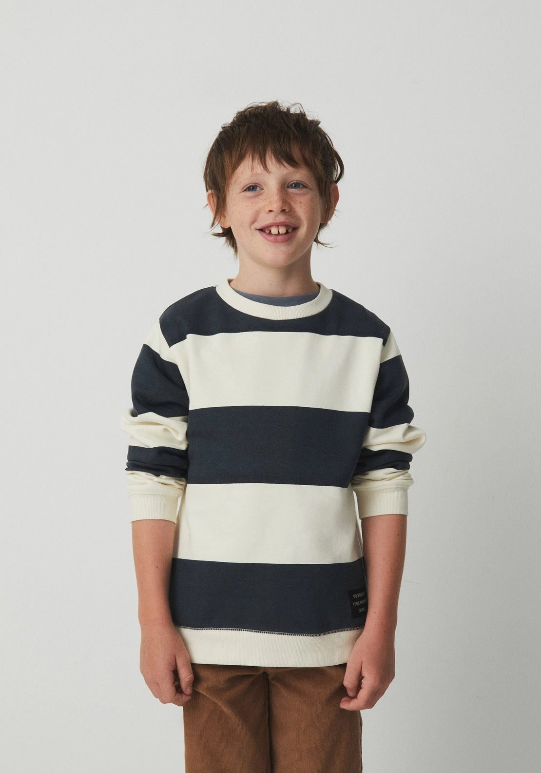 Striped Crew Neck Sweatshirt - Black