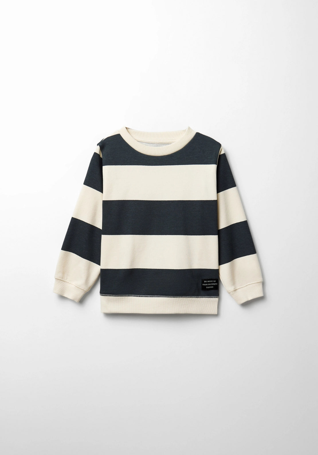 Striped Crew Neck Sweatshirt - Black