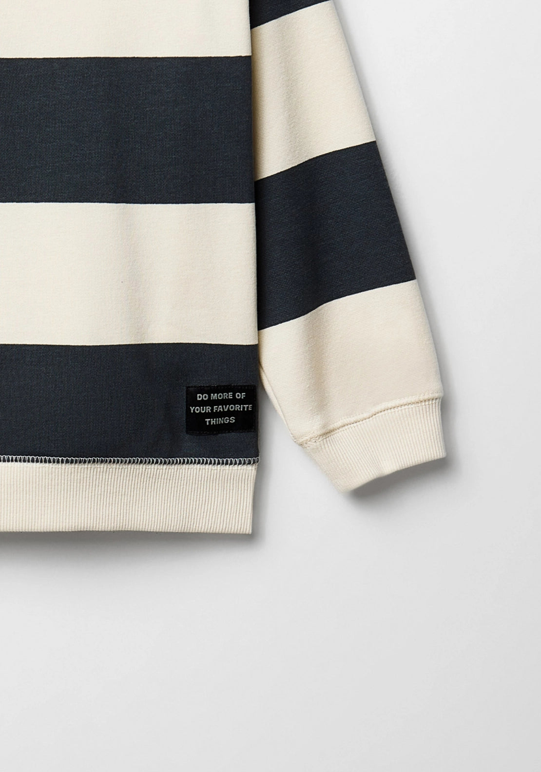 Striped Crew Neck Sweatshirt - Black