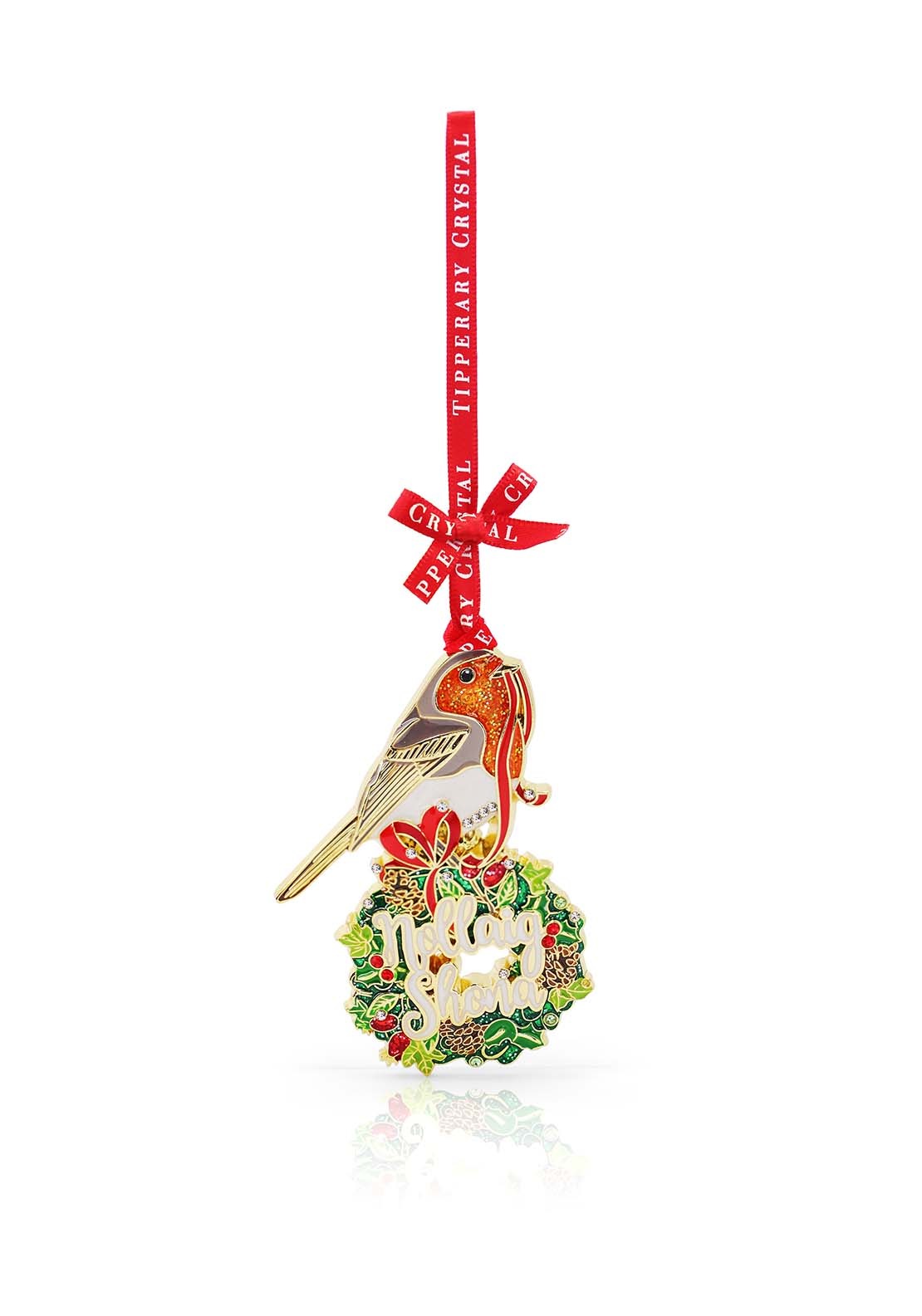 Tipperary Crystal Sparkle Nollaig Shona Robin Decoration - Sparkle 1 Shaws Department Stores
