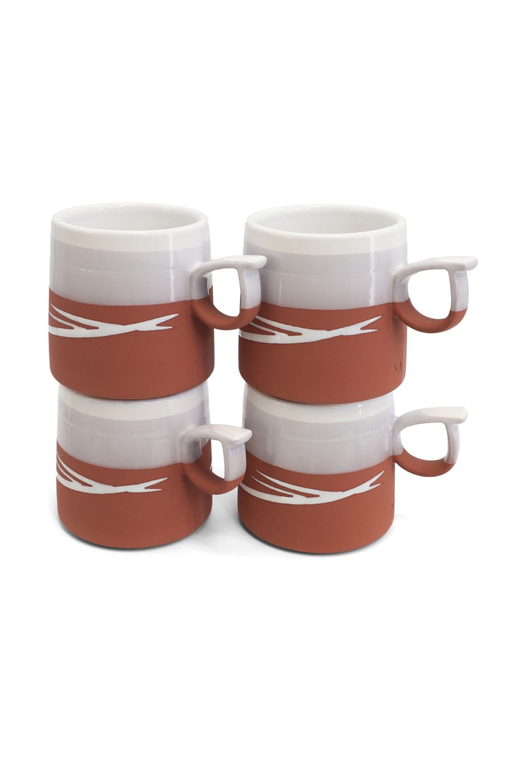 Paul Maloney Pottery Terracotta Set Of 4 Mugs 1 Shaws Department Stores