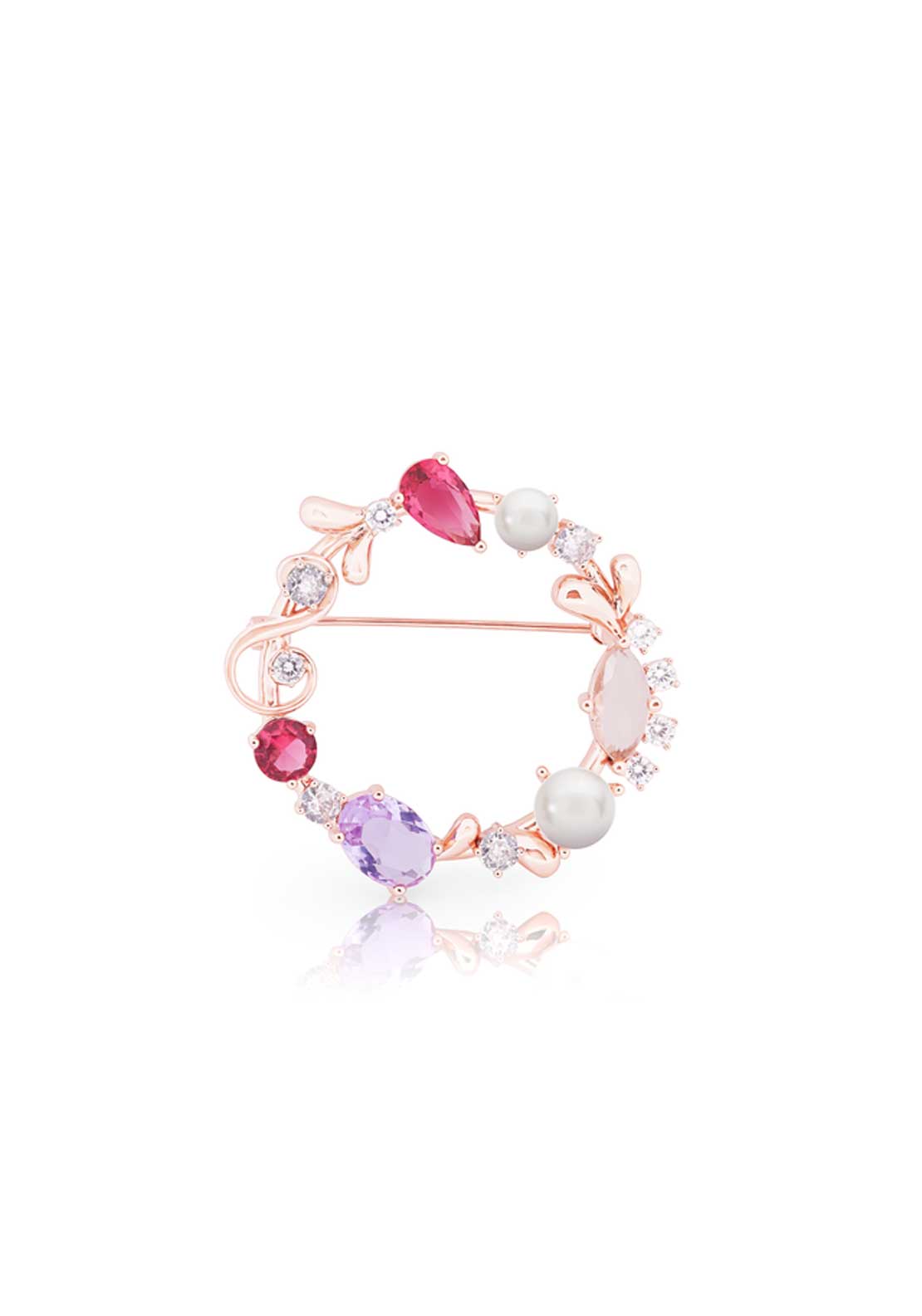 Tipperary Jewellery Vintage Wreath Brooch - Rose Gold 1 Shaws Department Stores