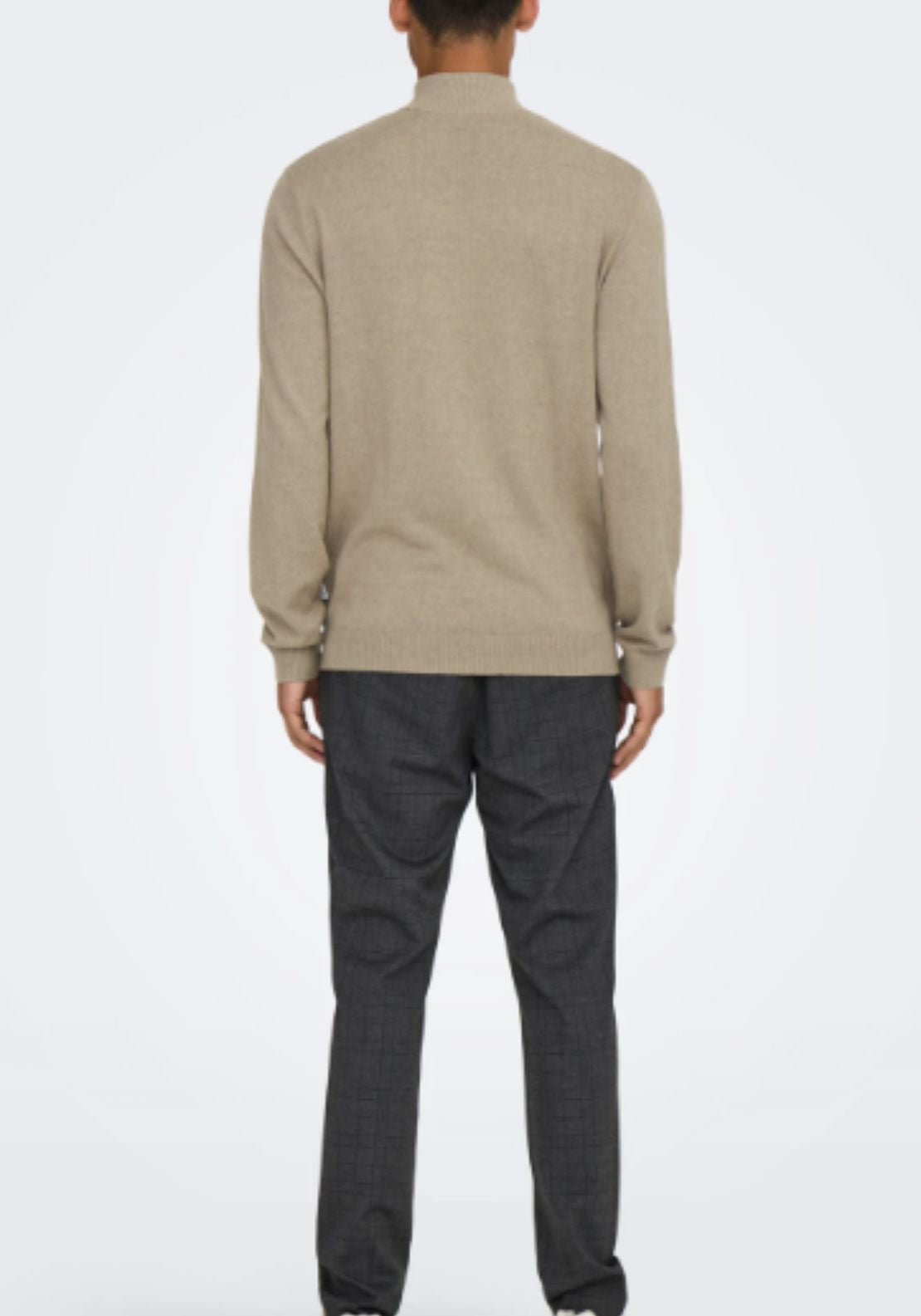 Only &amp; Sons Onsloui Half Zip Knit - Desert Taupe 2 Shaws Department Stores