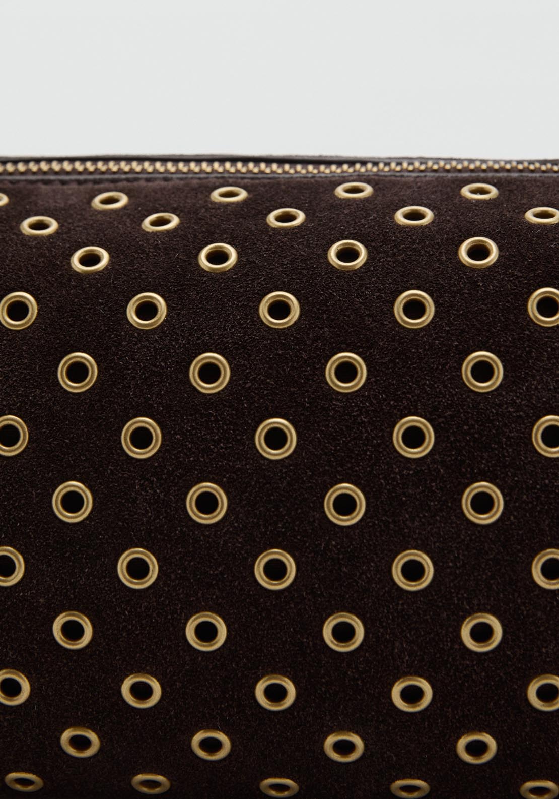 Mango Suede Shoulder Bag With Eyelets - Brown 3 Shaws Department Stores