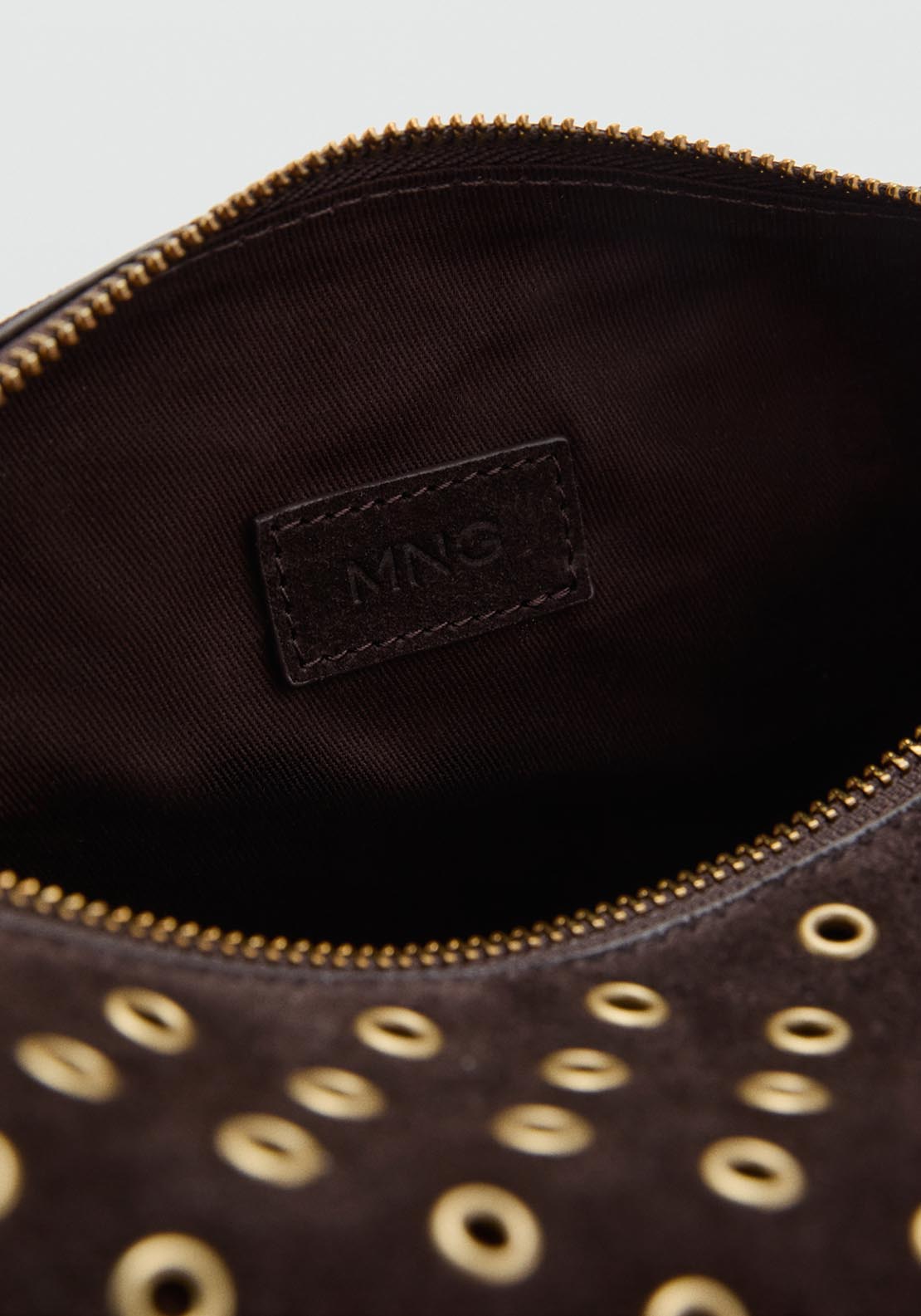 Mango Suede Shoulder Bag With Eyelets - Brown 4 Shaws Department Stores
