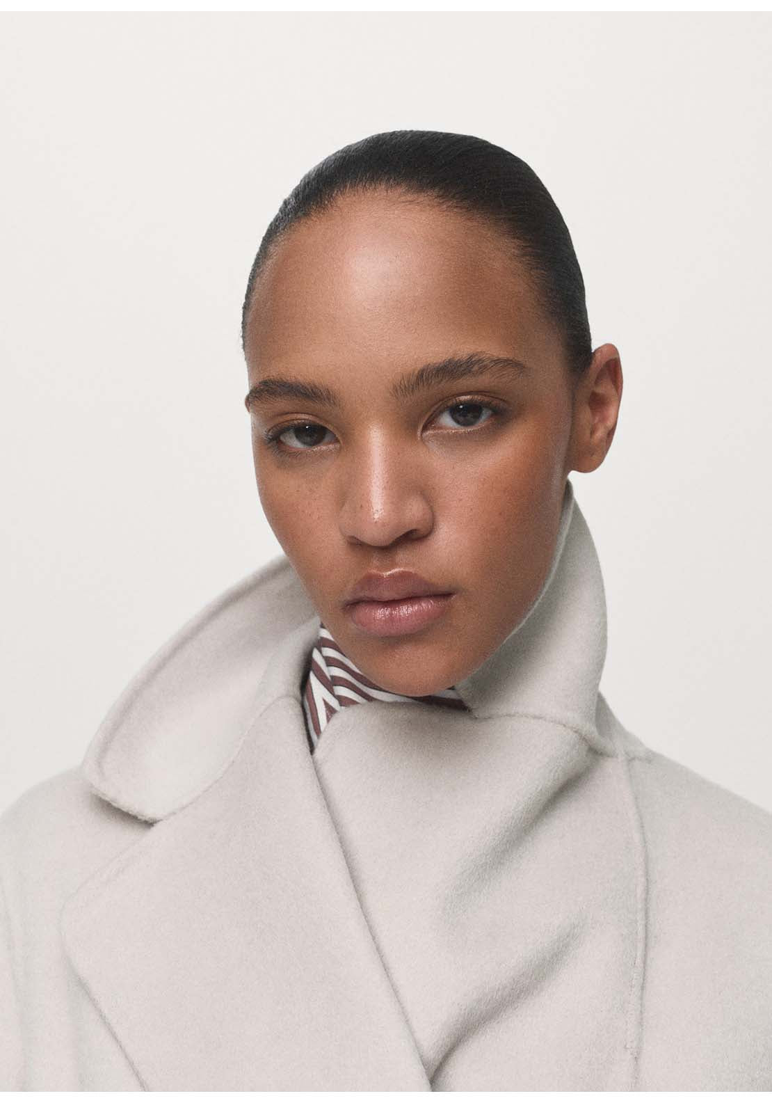Wool Coat With Handmade Belt - Cream