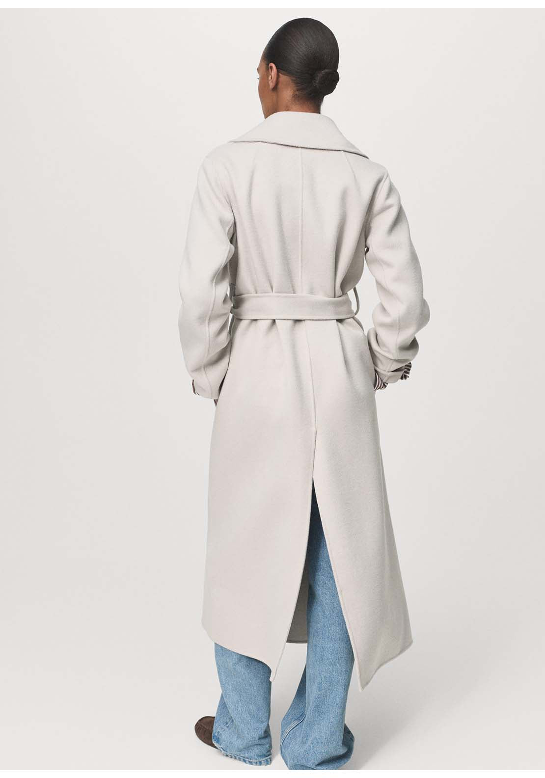 Wool Coat With Handmade Belt - Cream