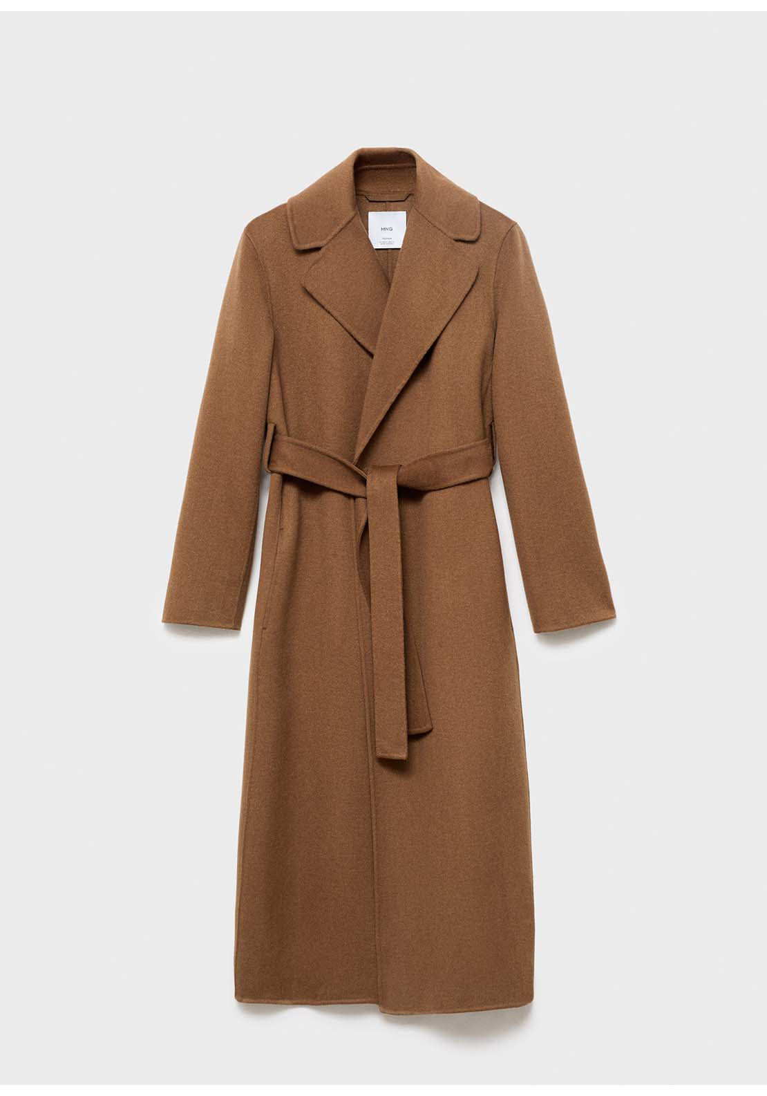 Wool Coat With Handmade Belt - Brown