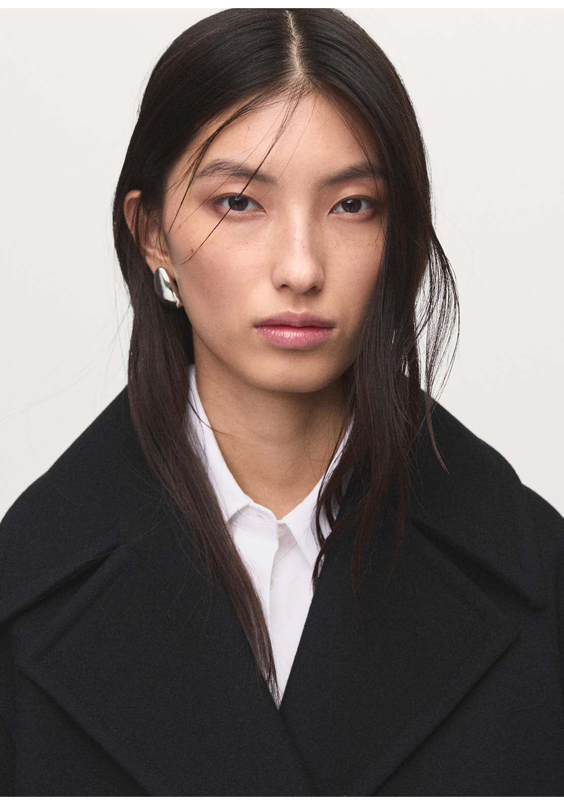Double-Breasted Wool Blend Coat - Black