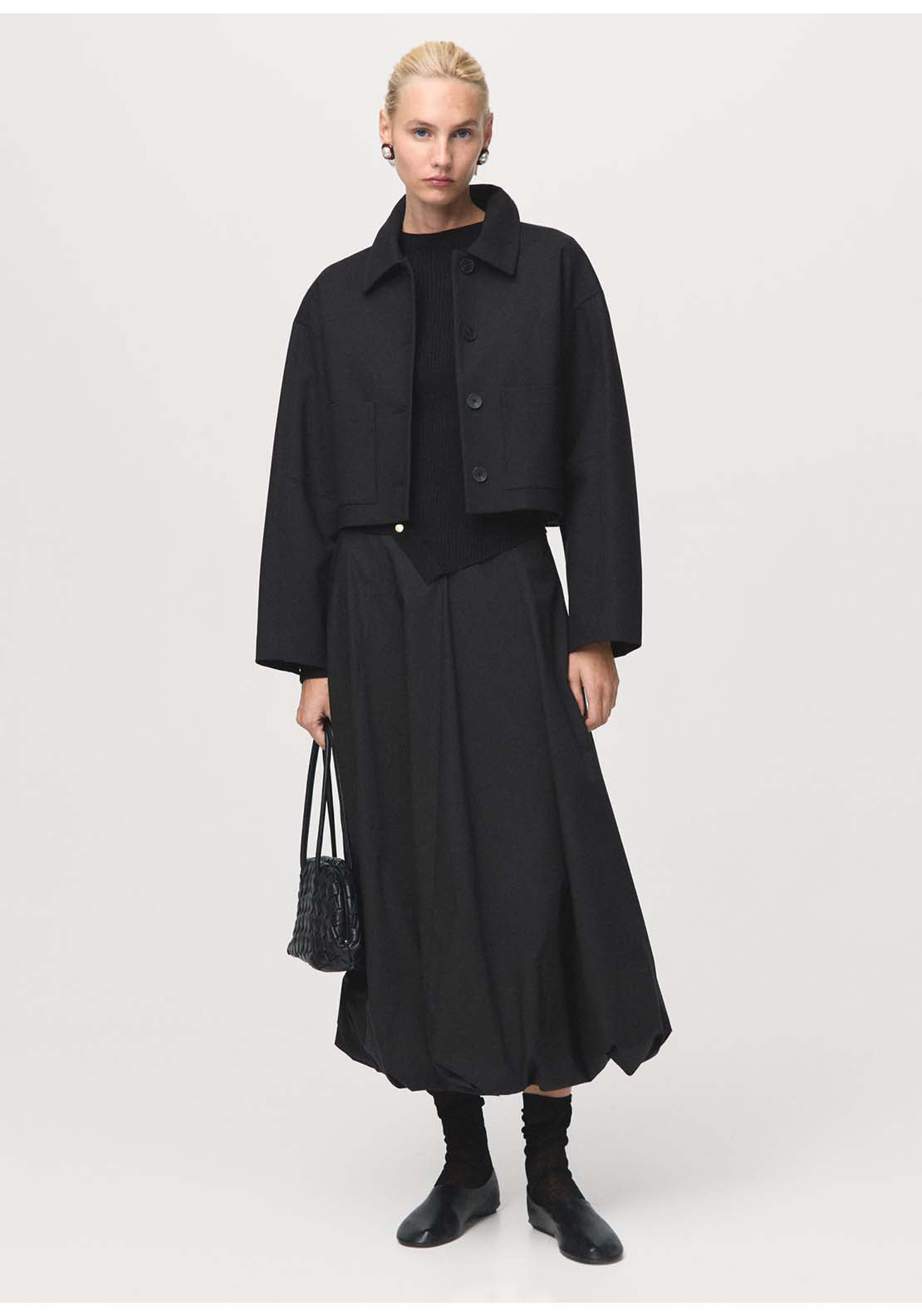 Asymmetrical Buttoned Sweater - Black