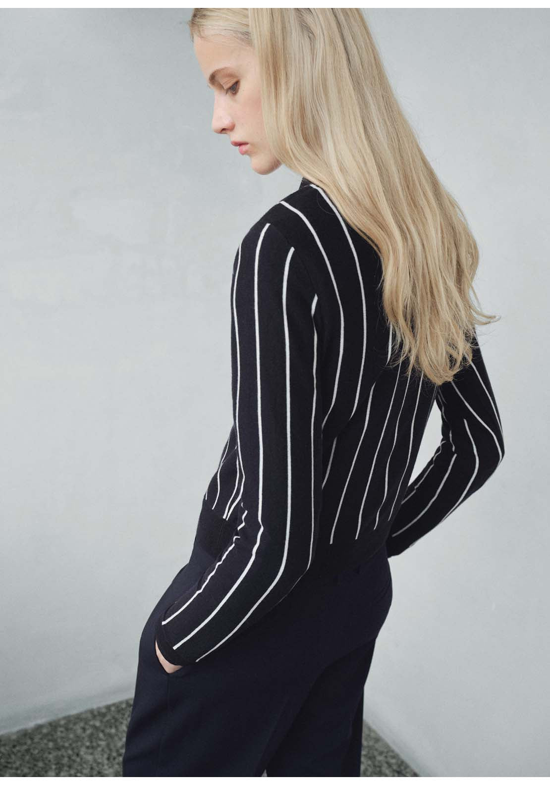 Striped Polo Neck Sweater - Blue