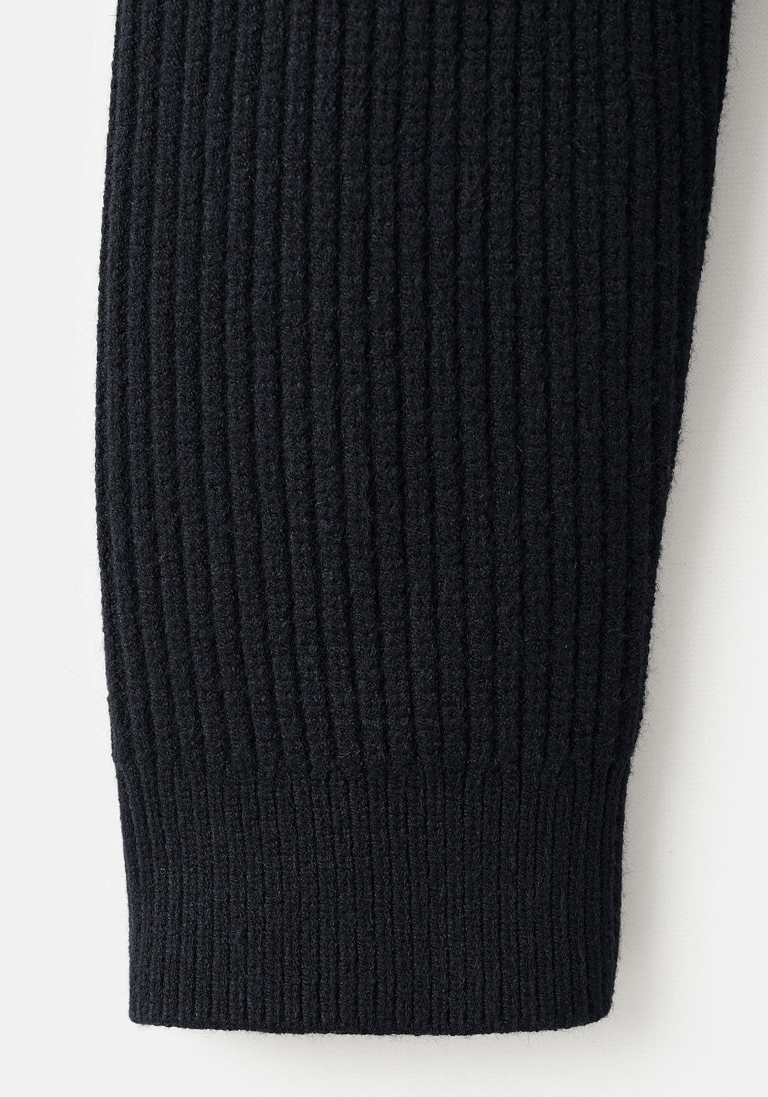 Ribbed Polo Neck Sweater With Buttons - Blue
