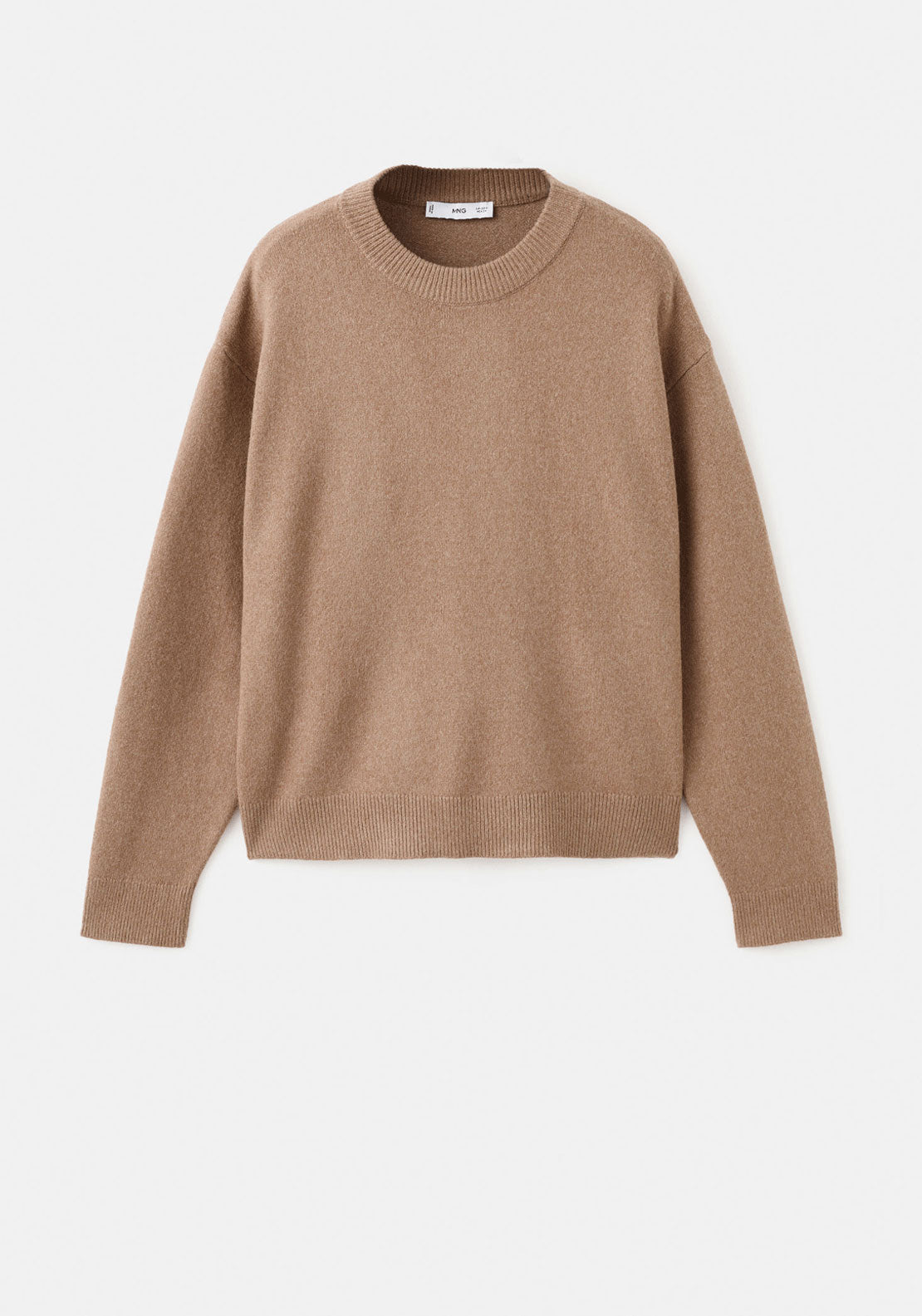 Ribbed Trims Knitted Sweater - Beige