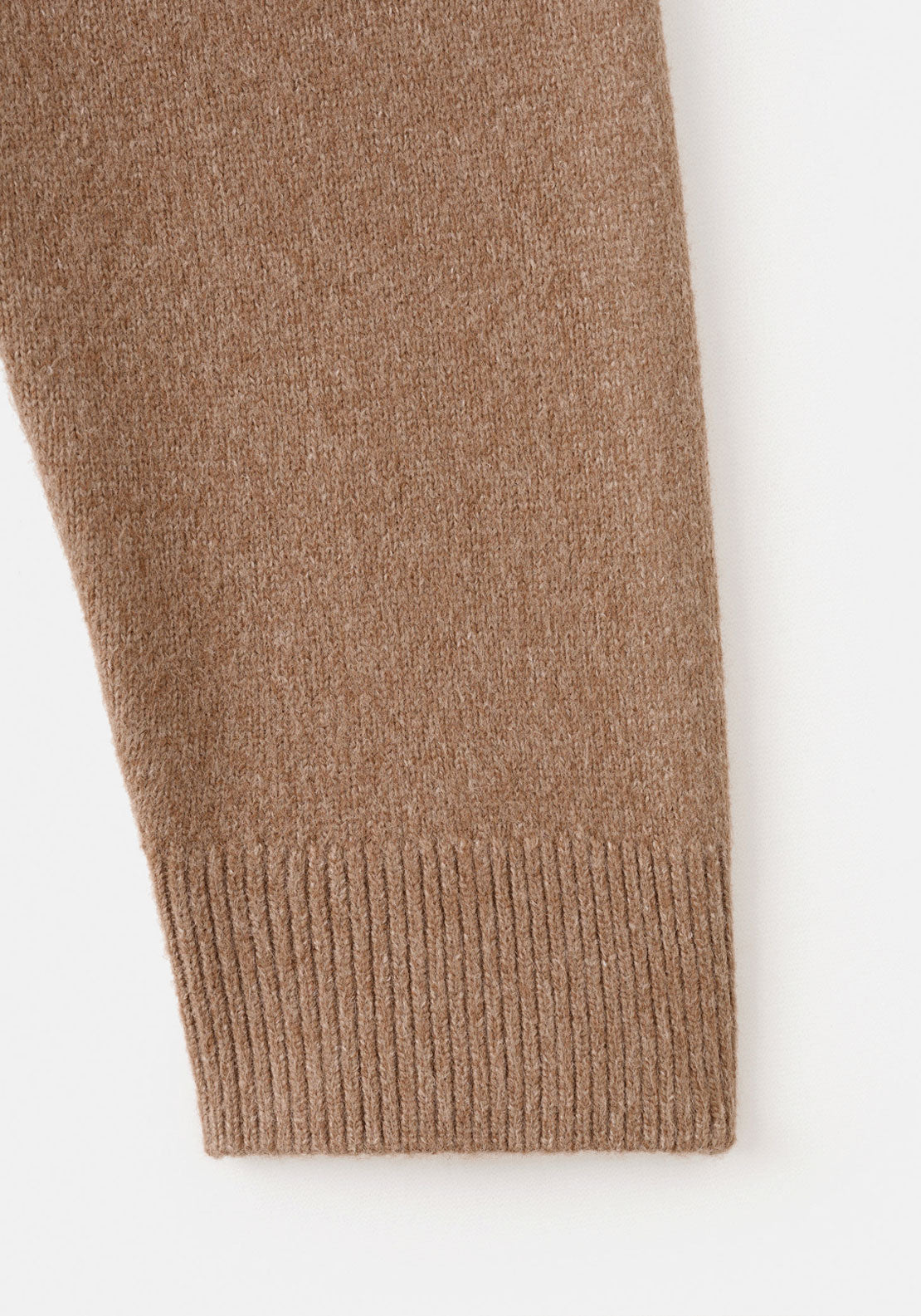 Ribbed Trims Knitted Sweater - Beige