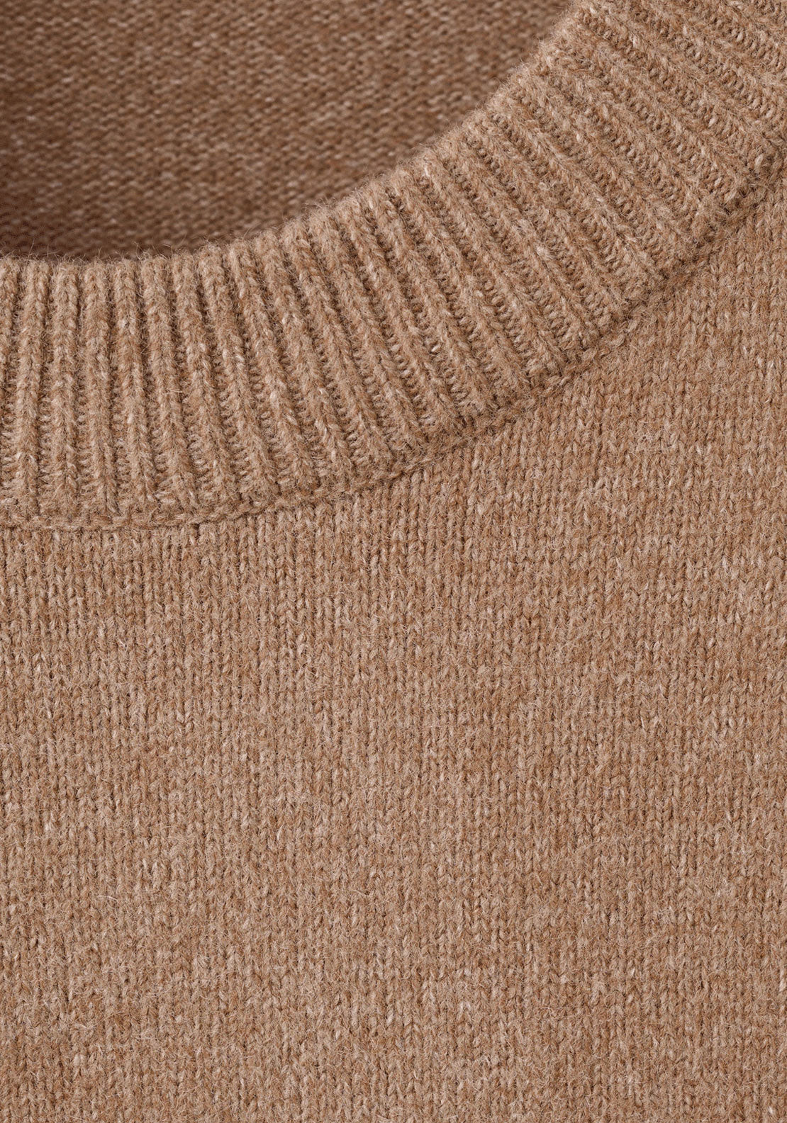 Ribbed Trims Knitted Sweater - Beige