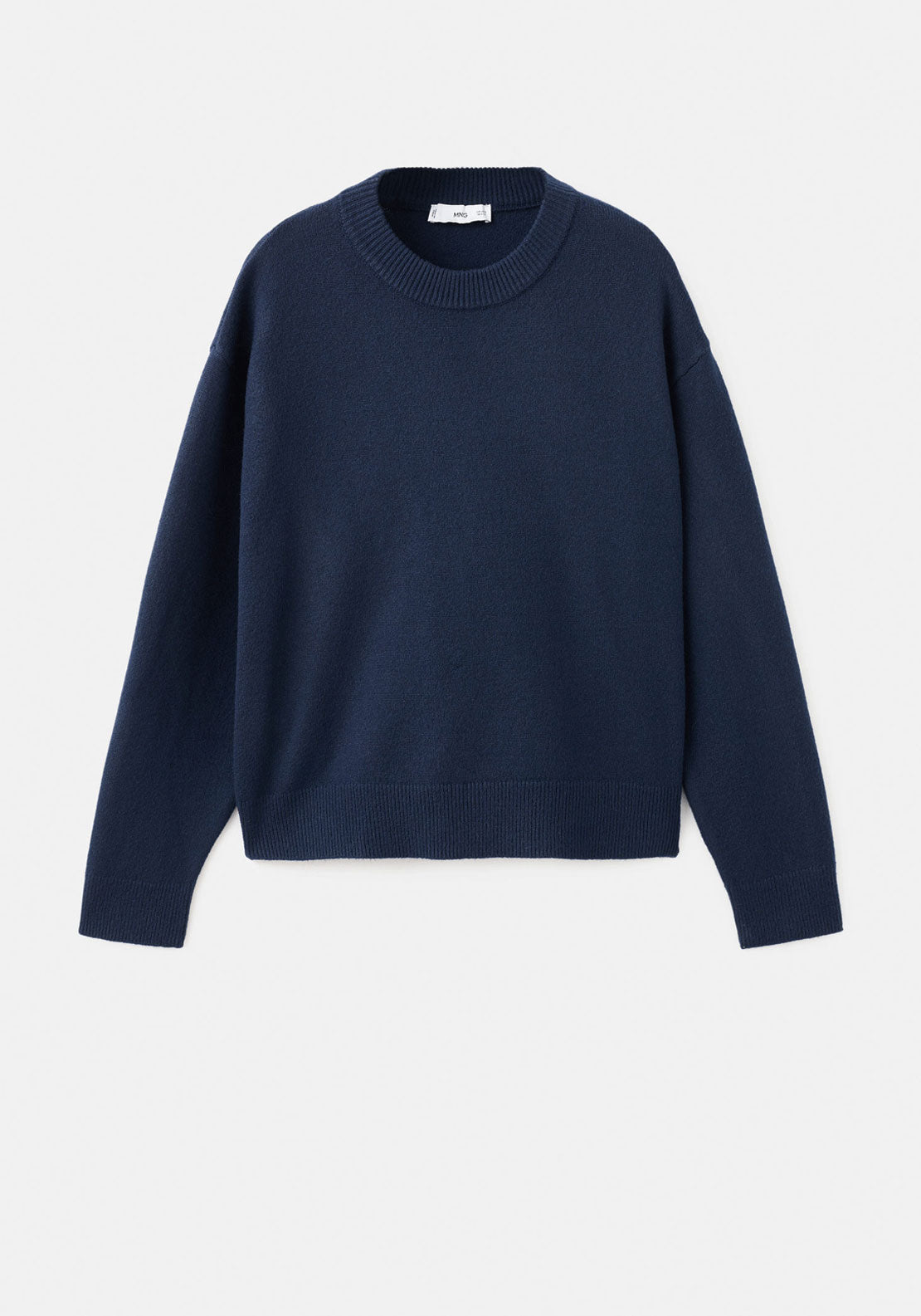 Ribbed Trims Knitted Sweater - Blue