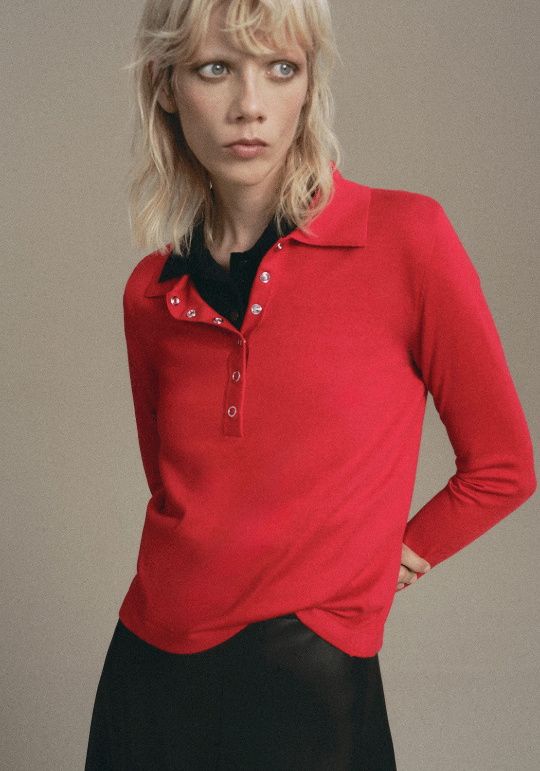 Polo Neck Sweater - Red
