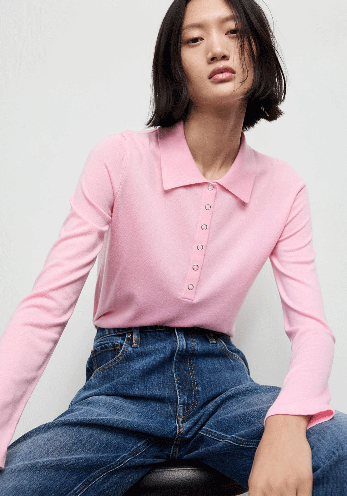 Polo Neck Sweater - Pink