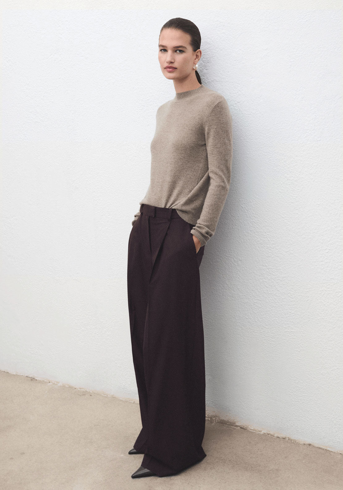 Lurex Knitted Sweater - Beige