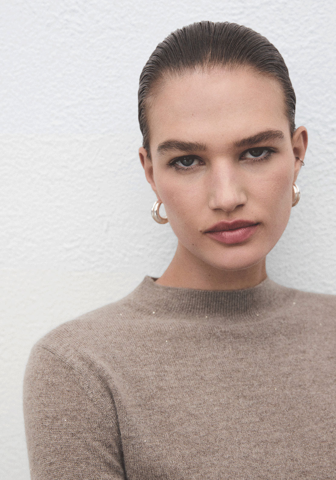 Lurex Knitted Sweater - Beige