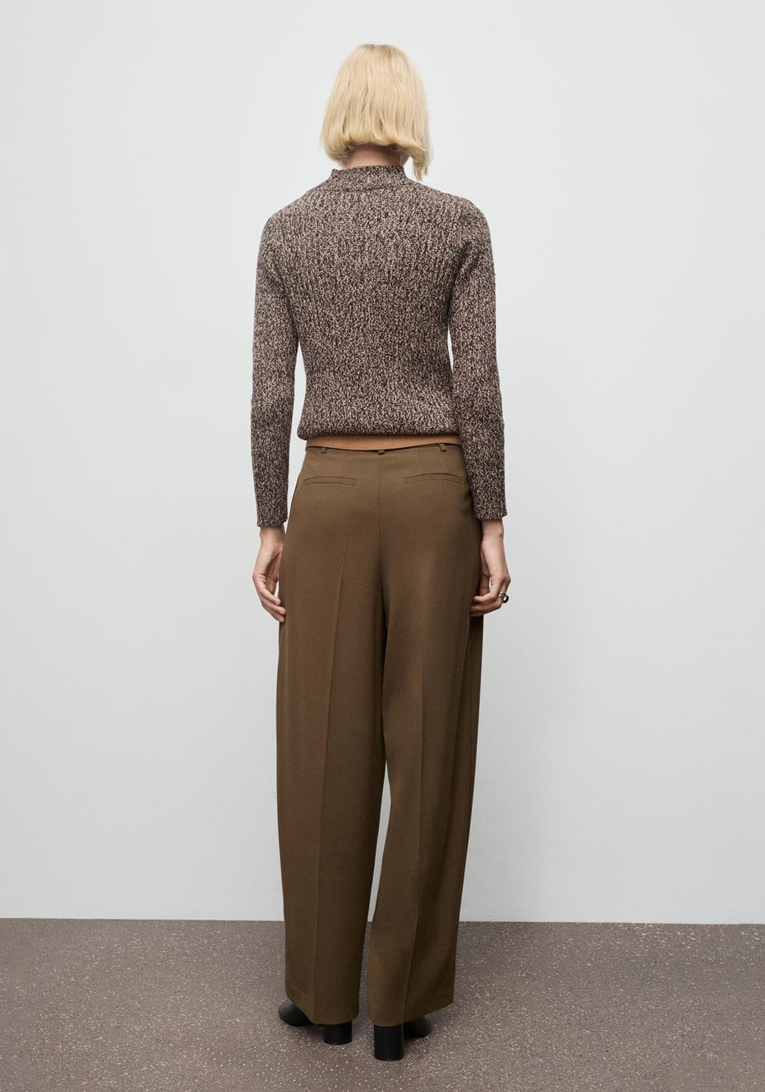 Speckled Perkins Neck Sweater - Brown