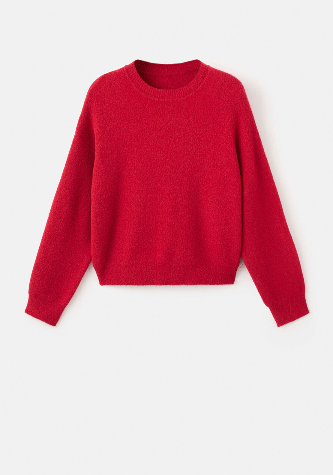 Medium Knit Soft Fabric Sweater - Red