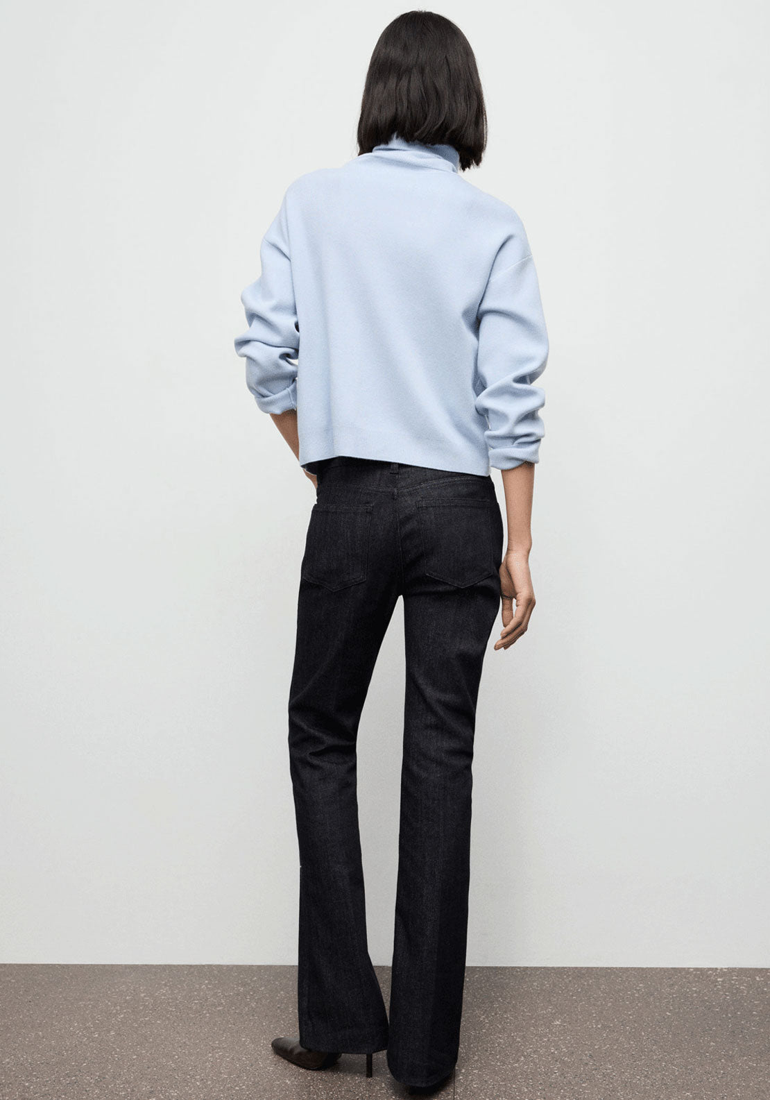 Knitted Fabric Sweater With Zip - Blue