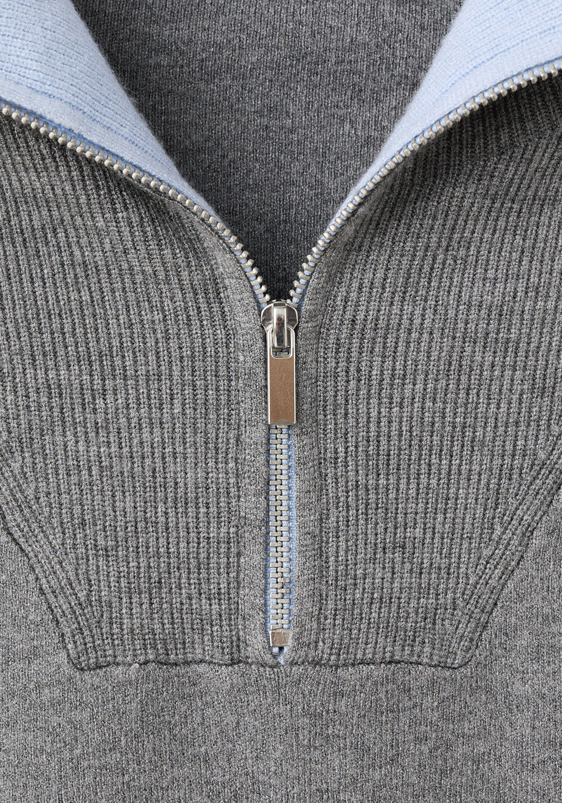 Knitted Fabric Sweater With Zip - Grey