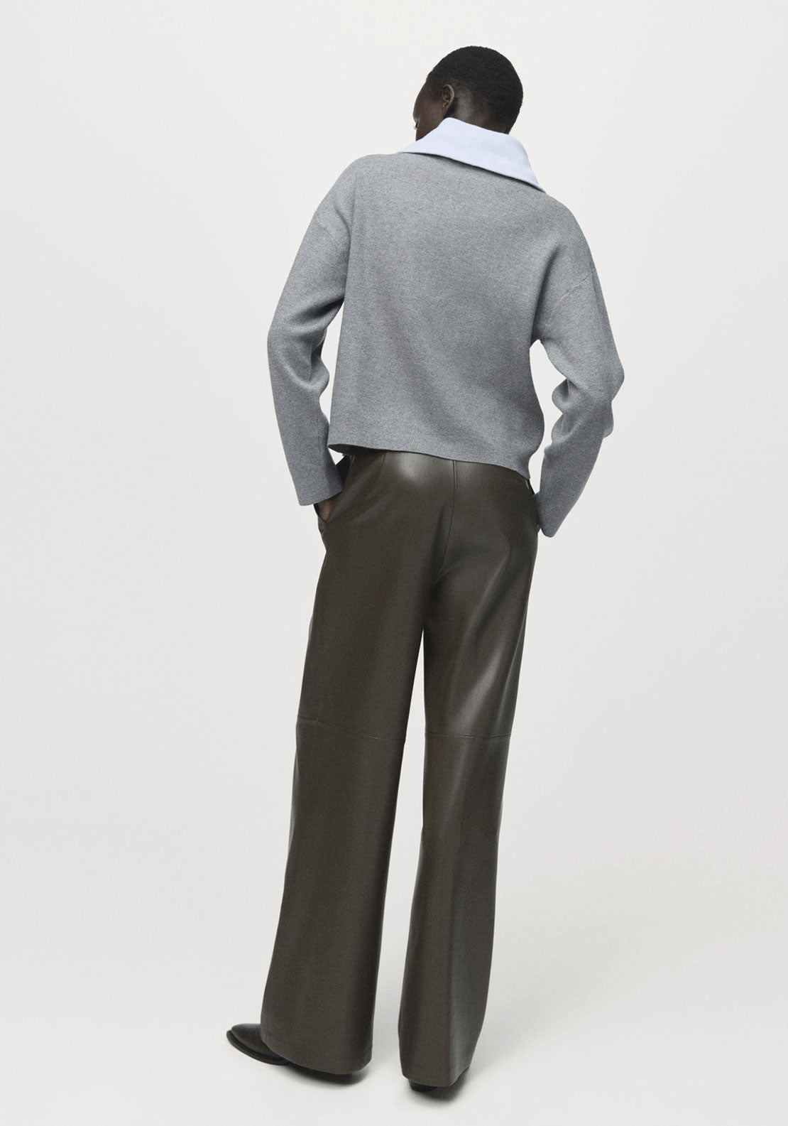 Knitted Fabric Sweater With Zip - Grey