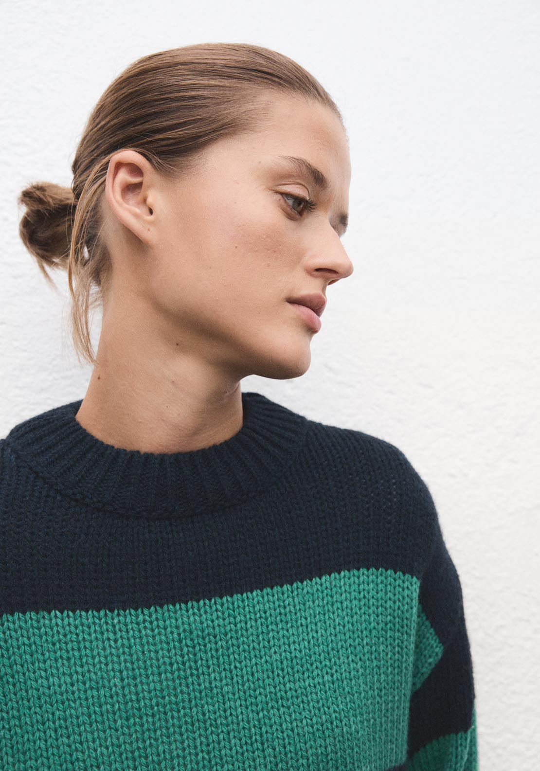 Mango Knit Striped Sweater - Green 5 Shaws Department Stores