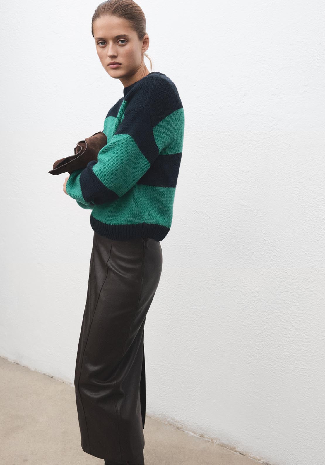 Mango Knit Striped Sweater - Green 3 Shaws Department Stores