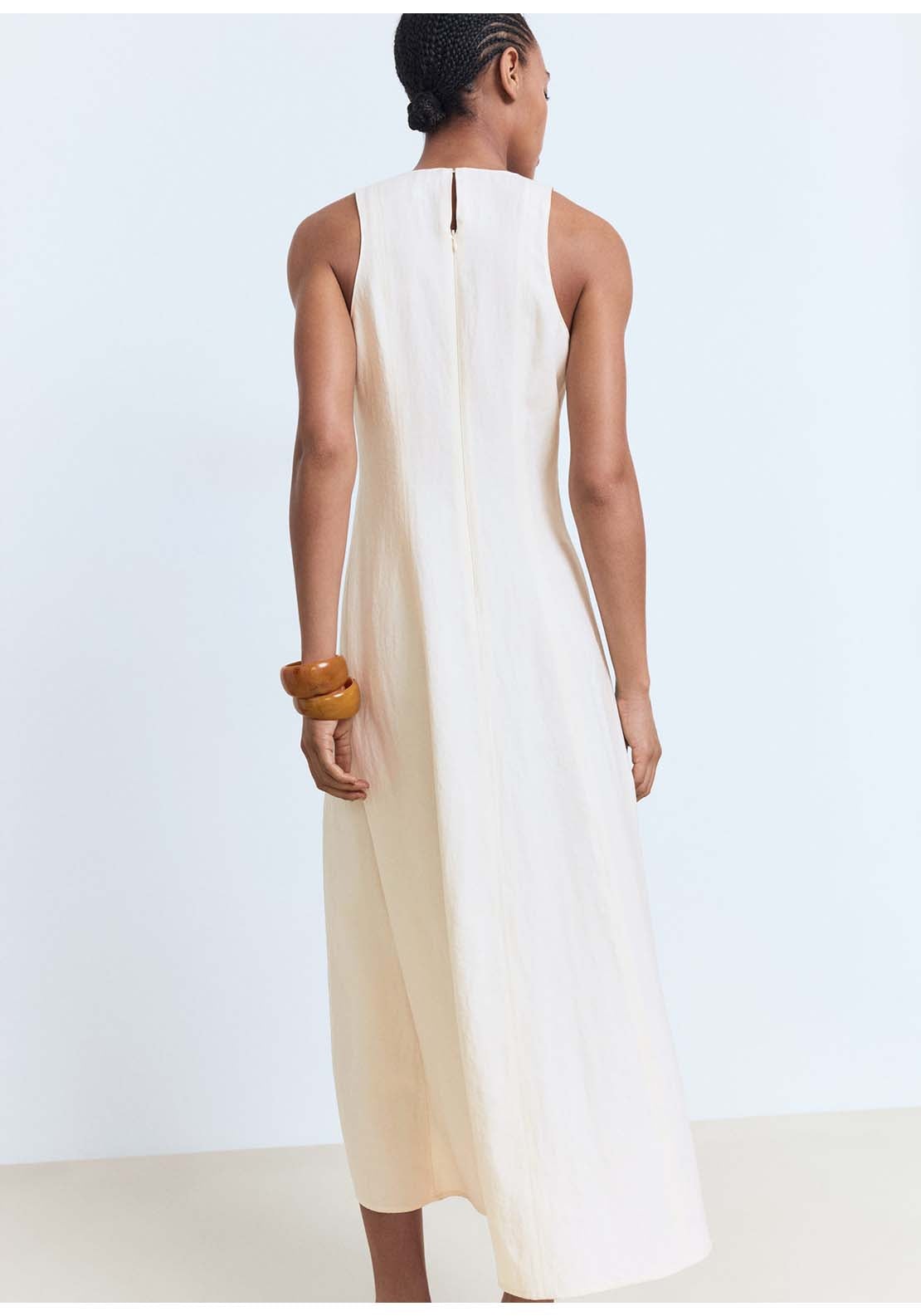 Flared Midi Dress - Beige