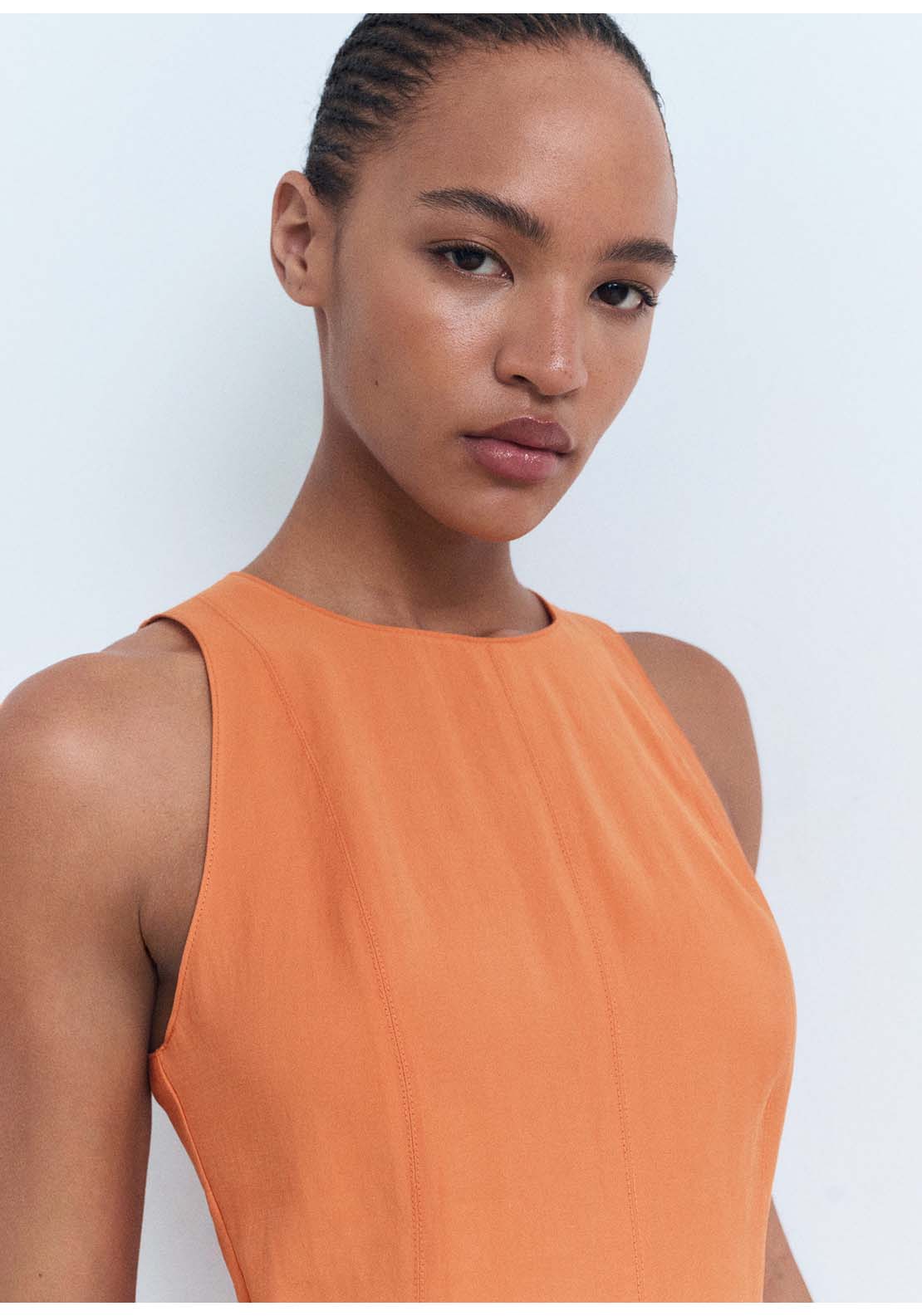 Flared Midi Dress - Orange