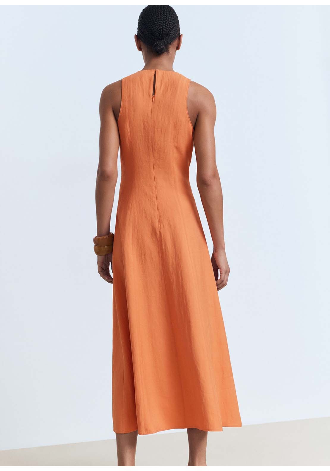 Flared Midi Dress - Orange