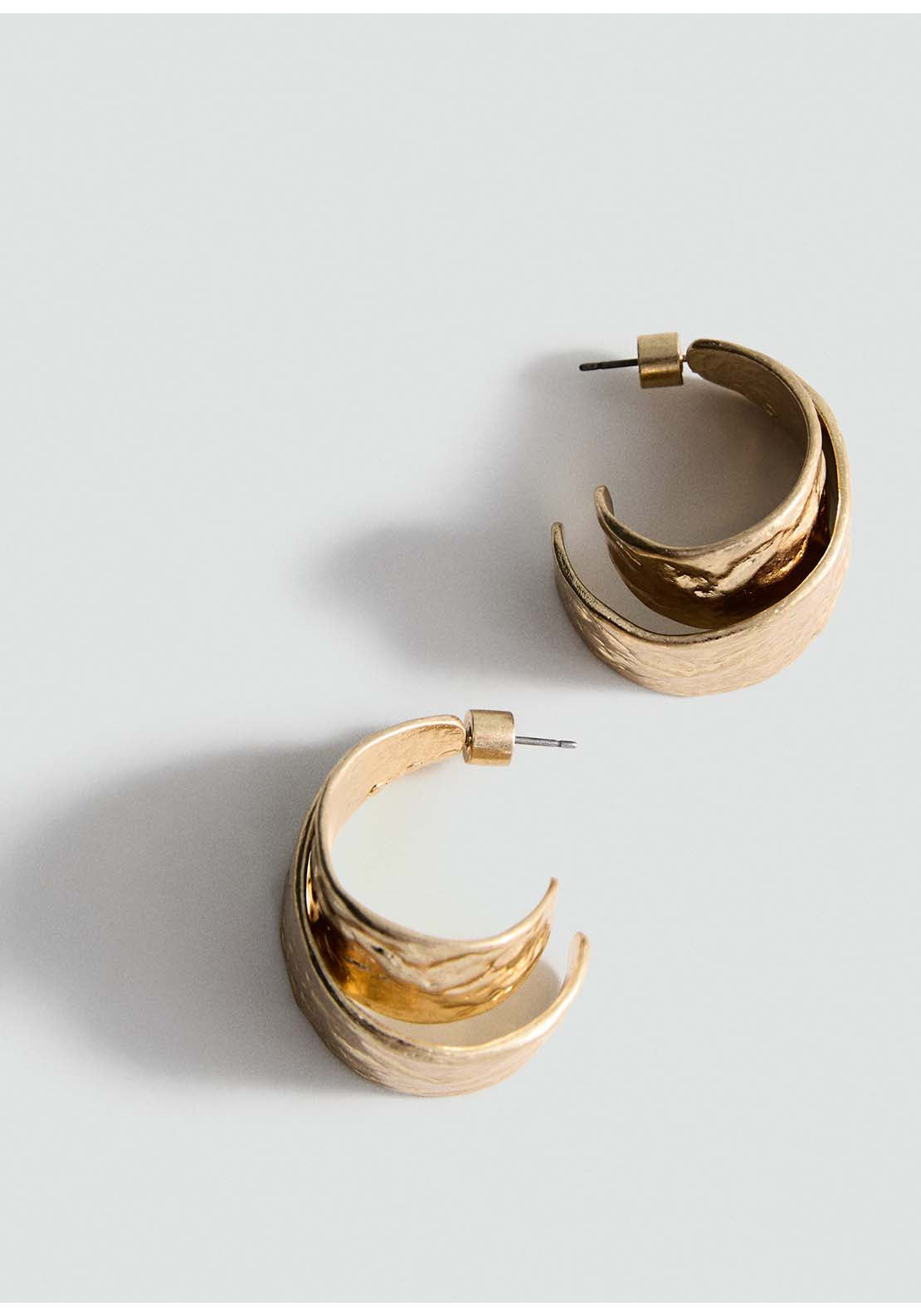 Textured Double Hoop Earrings - Gold