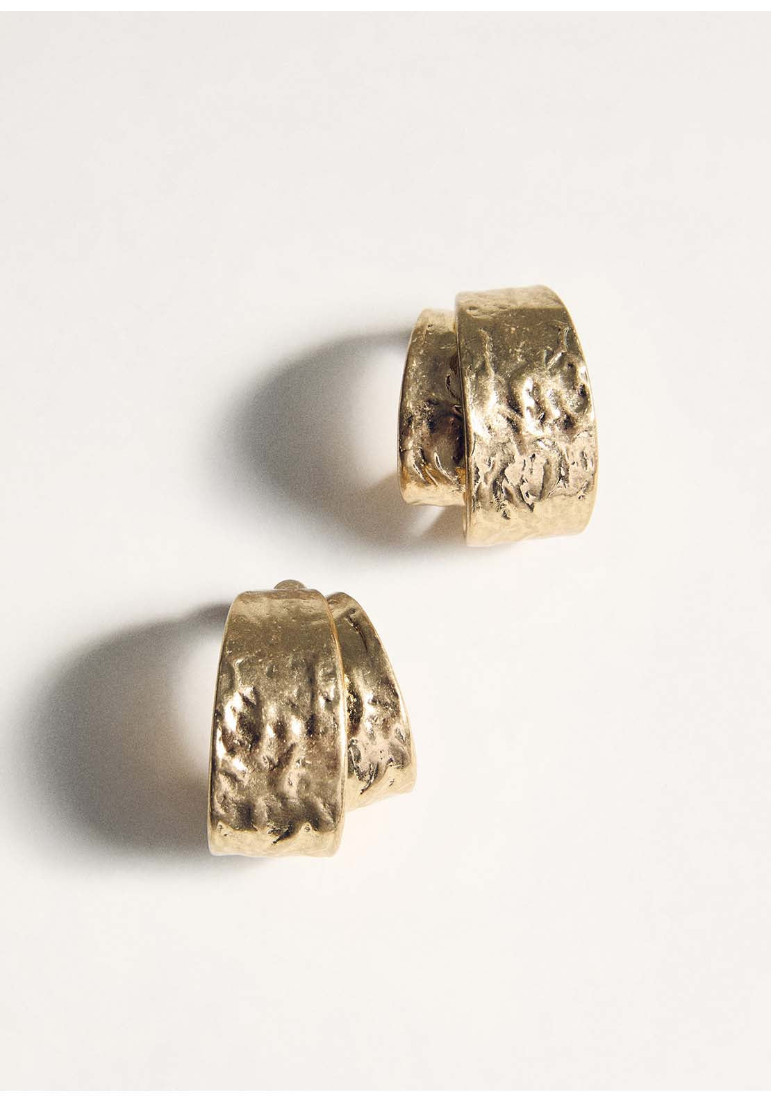 Textured Double Hoop Earrings - Gold