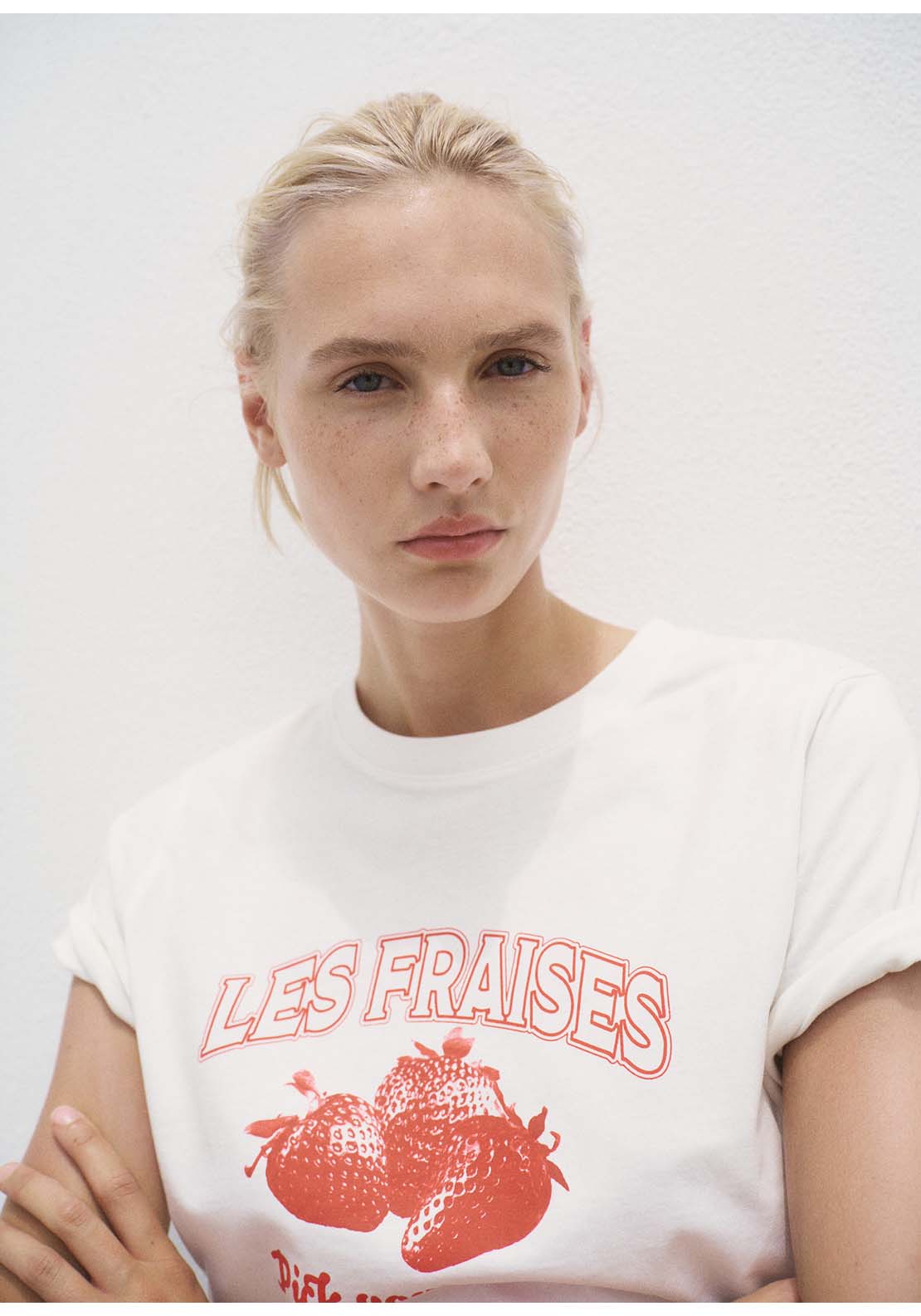 Printed Cotton Blend T-Shirt - Red