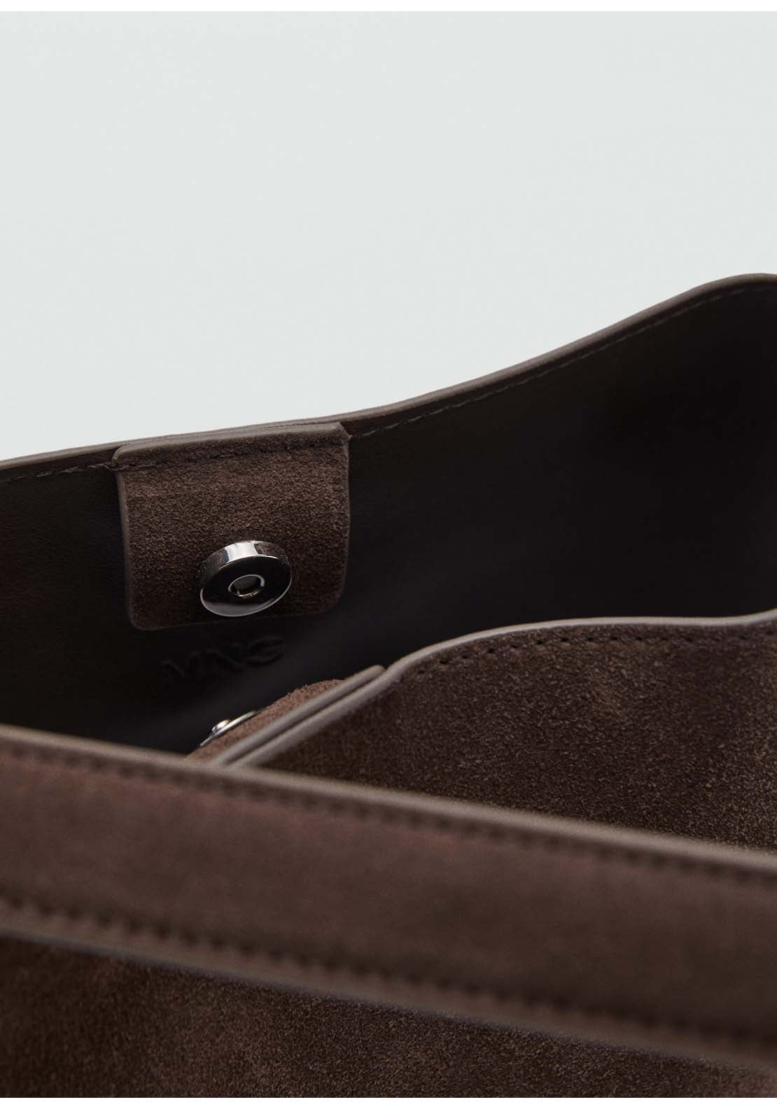 Suede Leather Shopper Bag - Brown