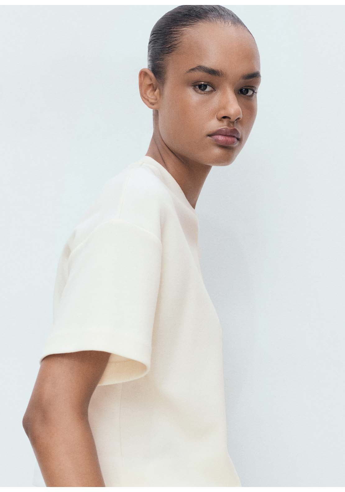 Mango T-Shirt Pico - Beige 3 Shaws Department Stores
