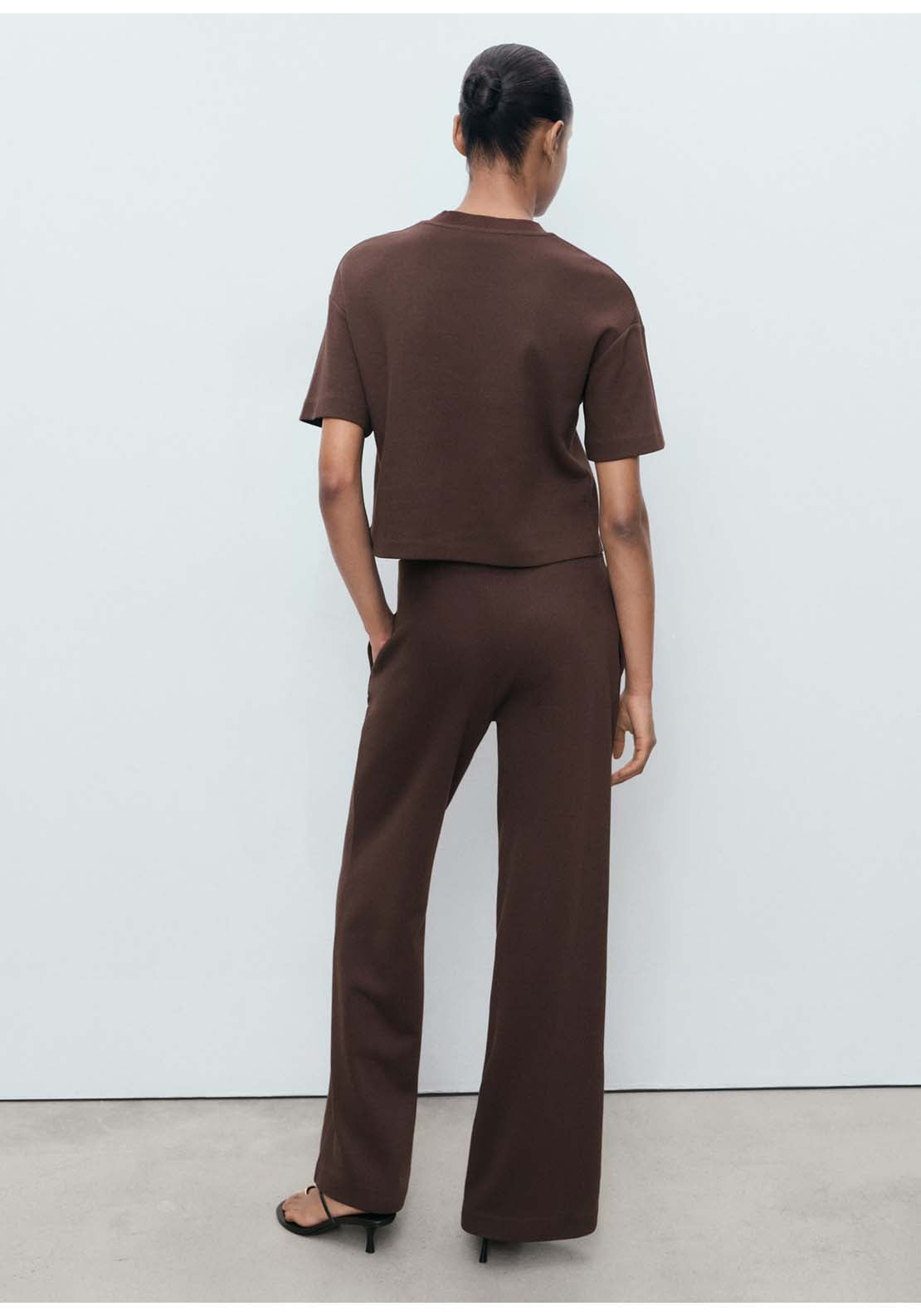 Mango T-Shirt Pico - Brown 2 Shaws Department Stores