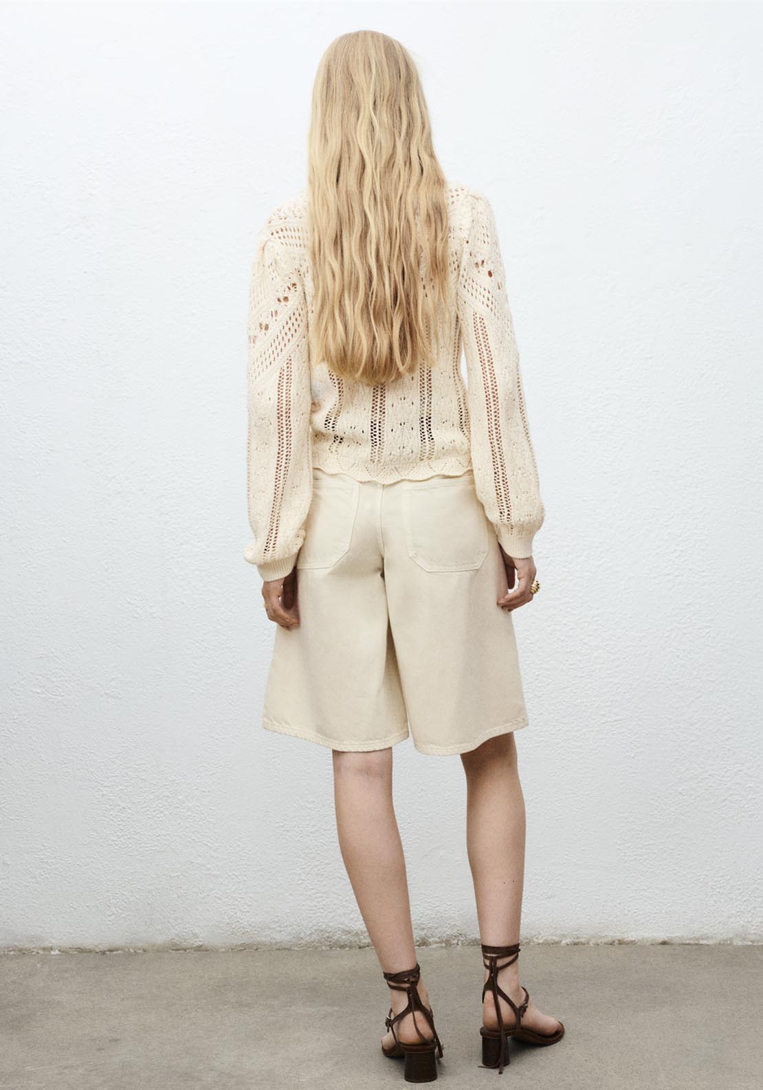 Mango Knitted Sweater With Openwork Details - Beige 2 Shaws Department Stores