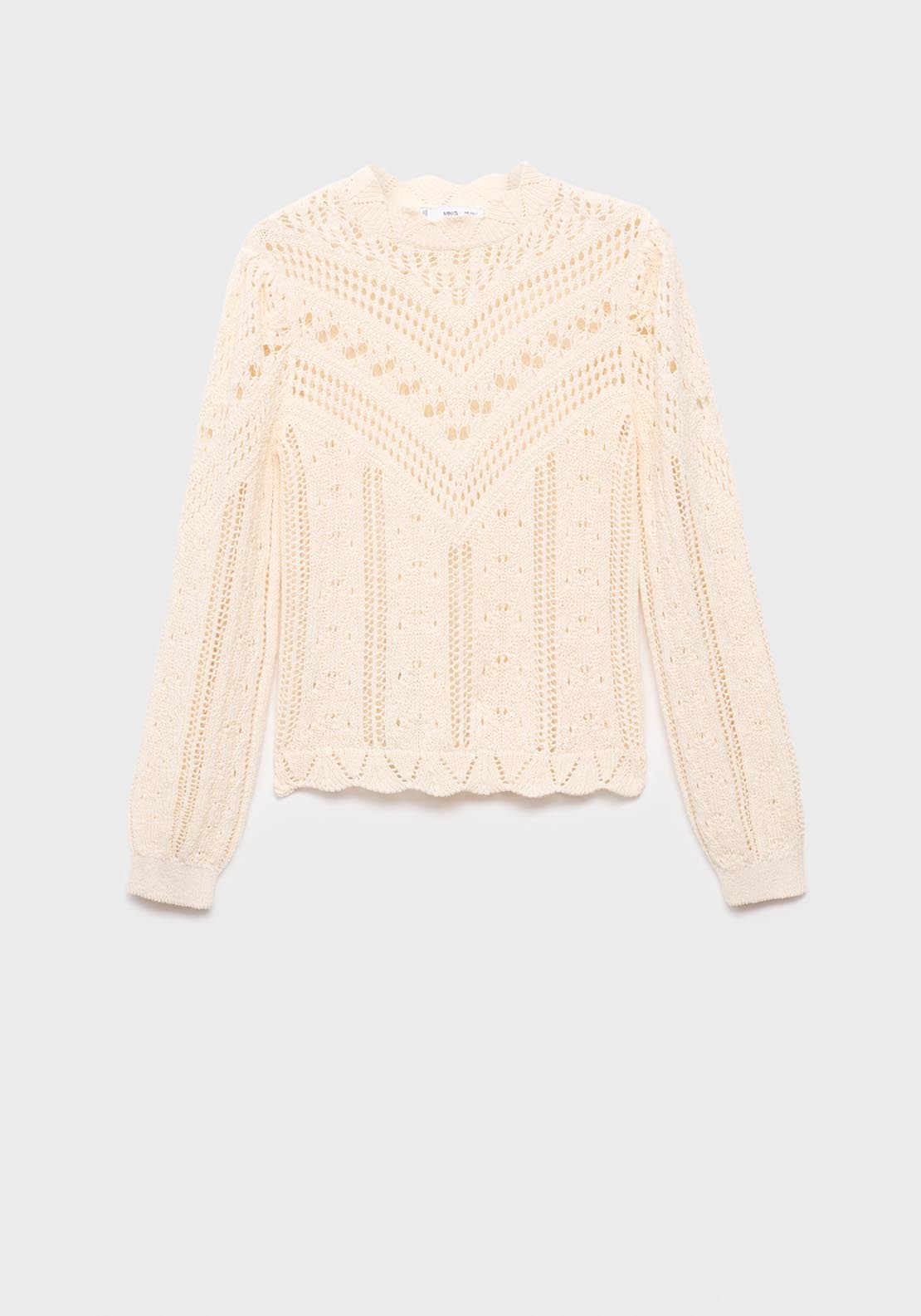 Mango Knitted Sweater With Openwork Details - Beige 6 Shaws Department Stores