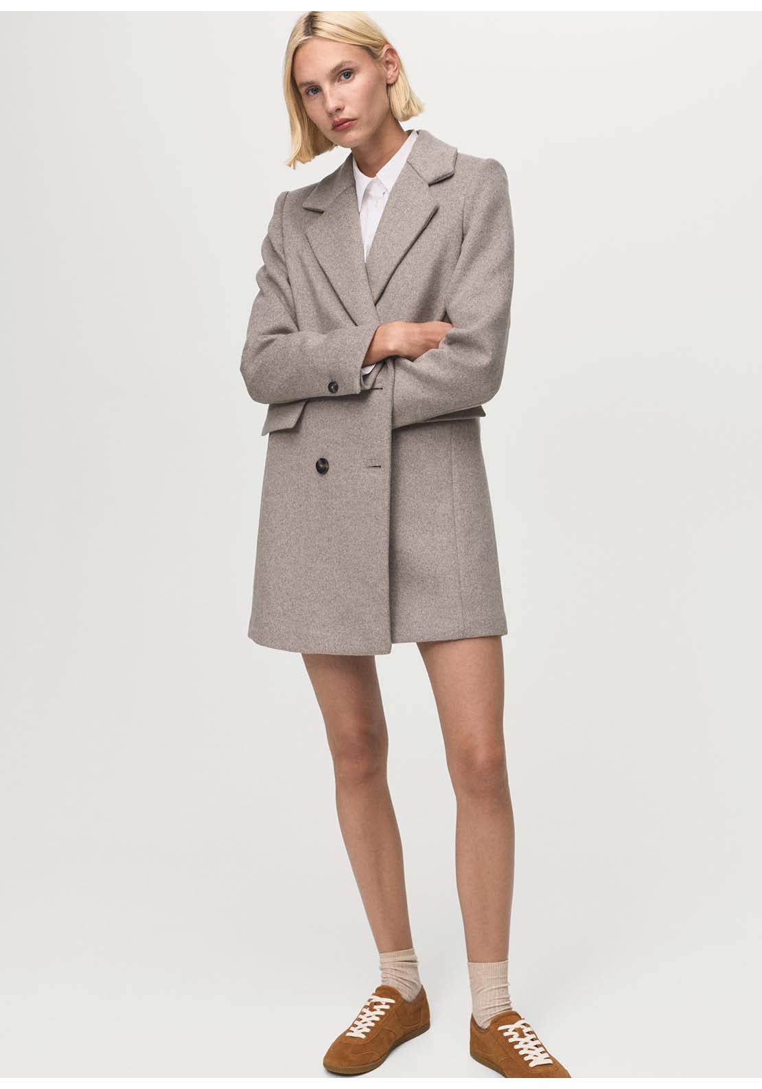 Double-Breasted Wool Coat - Brown