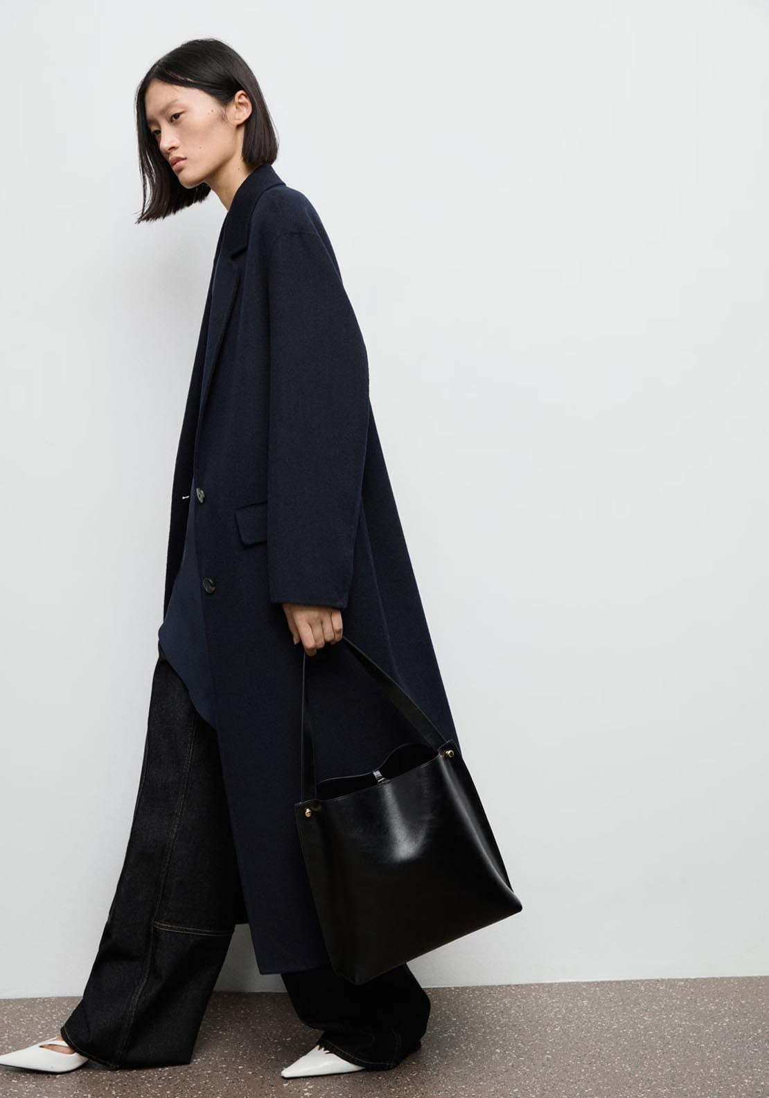 Mango Wool Overcoat - Blue 3 Shaws Department Stores