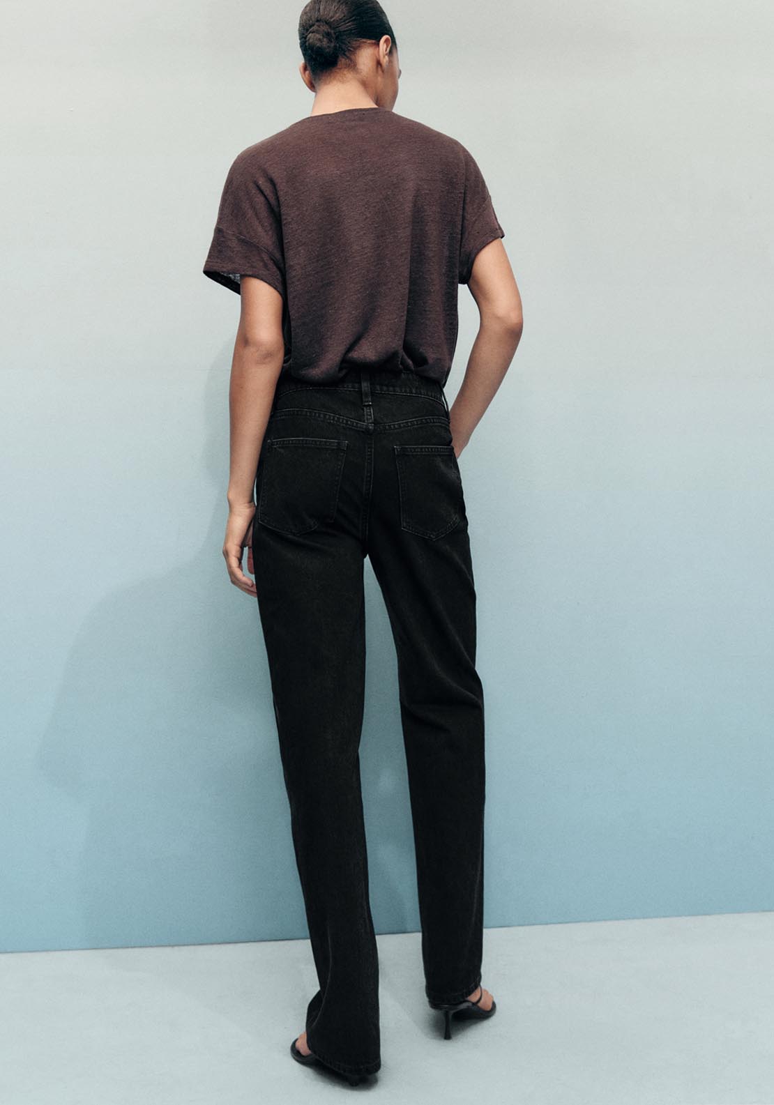 Mango Matilda High Rise Straight Jeans - Grey 2 Shaws Department Stores